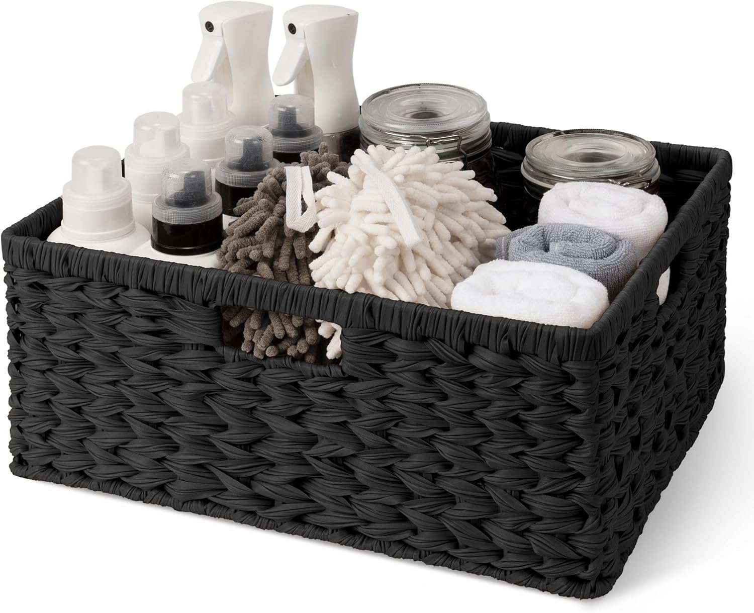 image:imageGRANNY SAYS Wicker Basket Decorative Woven Baskets for Storage Waterproof Storage Basket Organizer Wicker Storage Basket for Organizing 2Pack BlackBlack