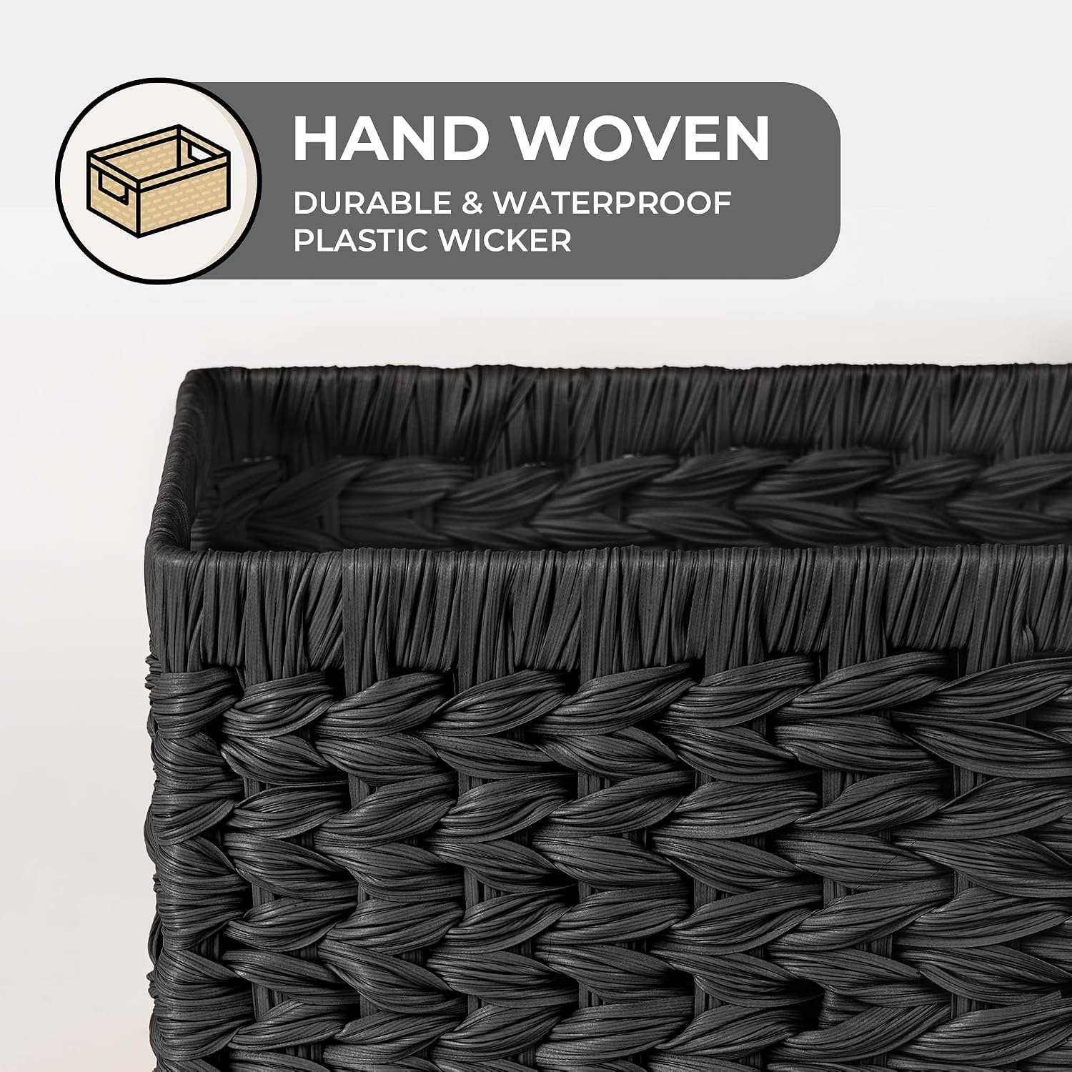 image:imageGRANNY SAYS Wicker Basket Decorative Woven Baskets for Storage Waterproof Storage Basket Organizer Wicker Storage Basket for Organizing 2Pack BlackBlack