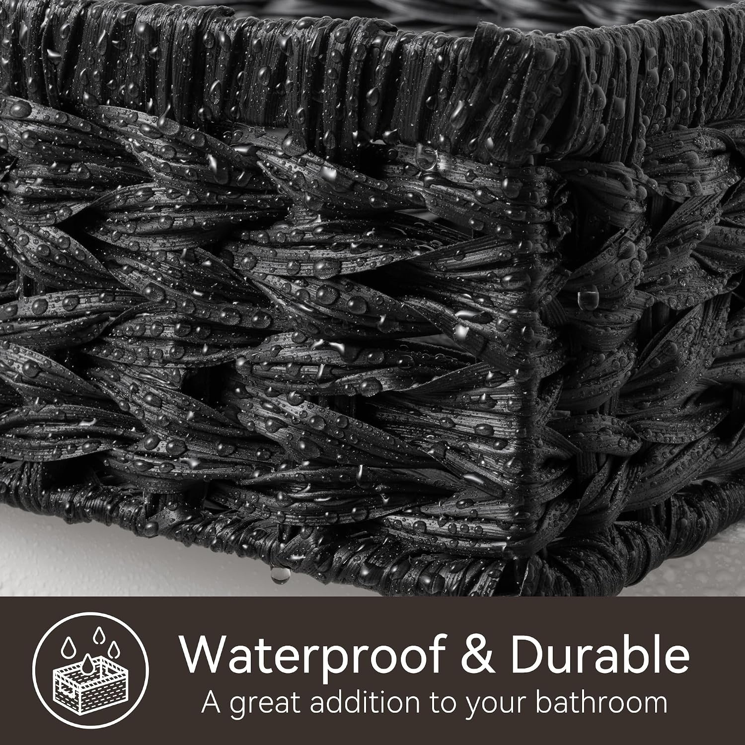 image:imageGRANNY SAYS Wicker Basket Decorative Woven Baskets for Storage Waterproof Storage Basket Organizer Wicker Storage Basket for Organizing 2Pack BlackBlack