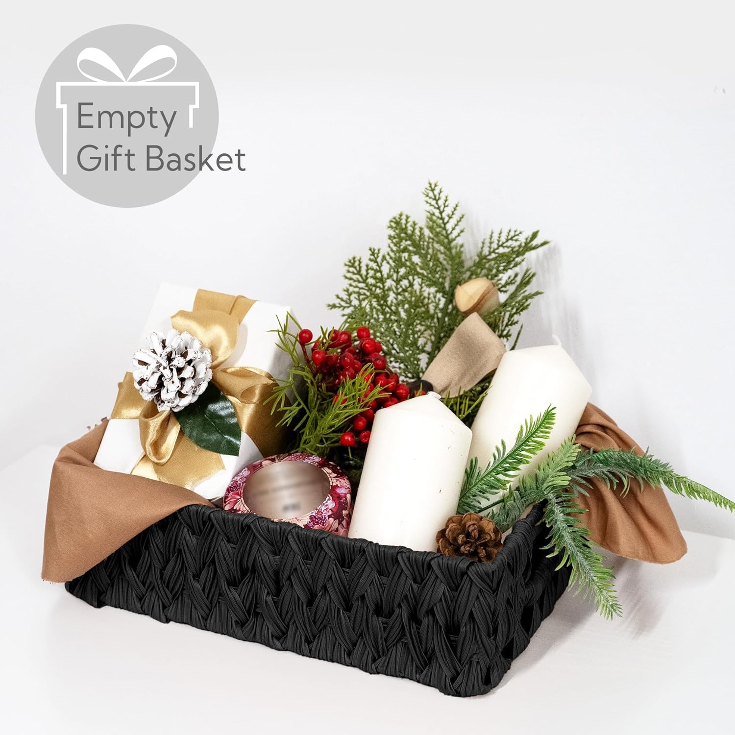 image:imageGRANNY SAYS Wicker Basket Decorative Woven Baskets for Storage Waterproof Storage Basket Organizer Wicker Storage Basket for Organizing 2Pack BlackBlack