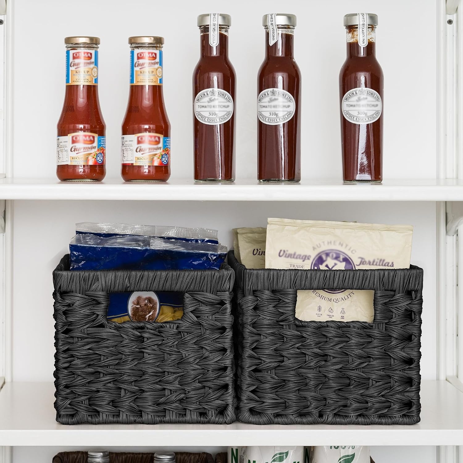 image:imageGRANNY SAYS Wicker Basket Decorative Woven Baskets for Storage Waterproof Storage Basket Organizer Wicker Storage Basket for Organizing 2Pack BlackBlack