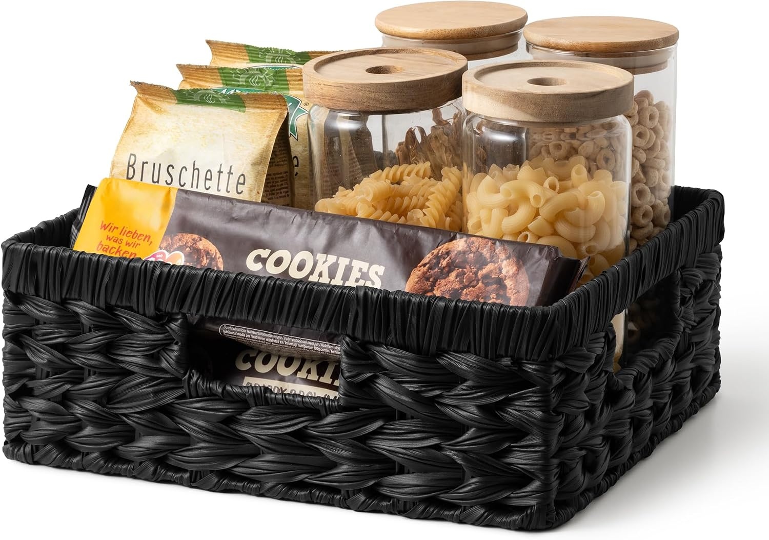 image:imageGRANNY SAYS Wicker Basket Decorative Woven Baskets for Storage Waterproof Storage Basket Organizer Wicker Storage Basket for Organizing 2Pack BlackBlack