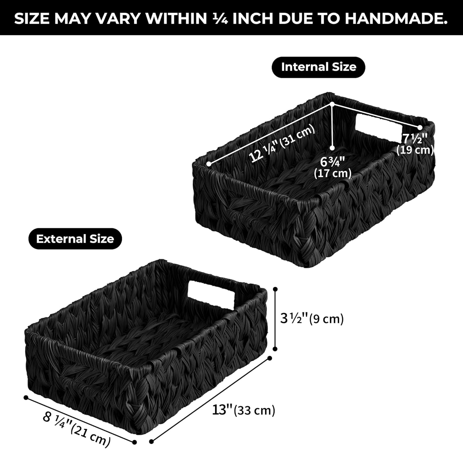 image:imageGRANNY SAYS Wicker Basket Decorative Woven Baskets for Storage Waterproof Storage Basket Organizer Wicker Storage Basket for Organizing 2Pack BlackBlack