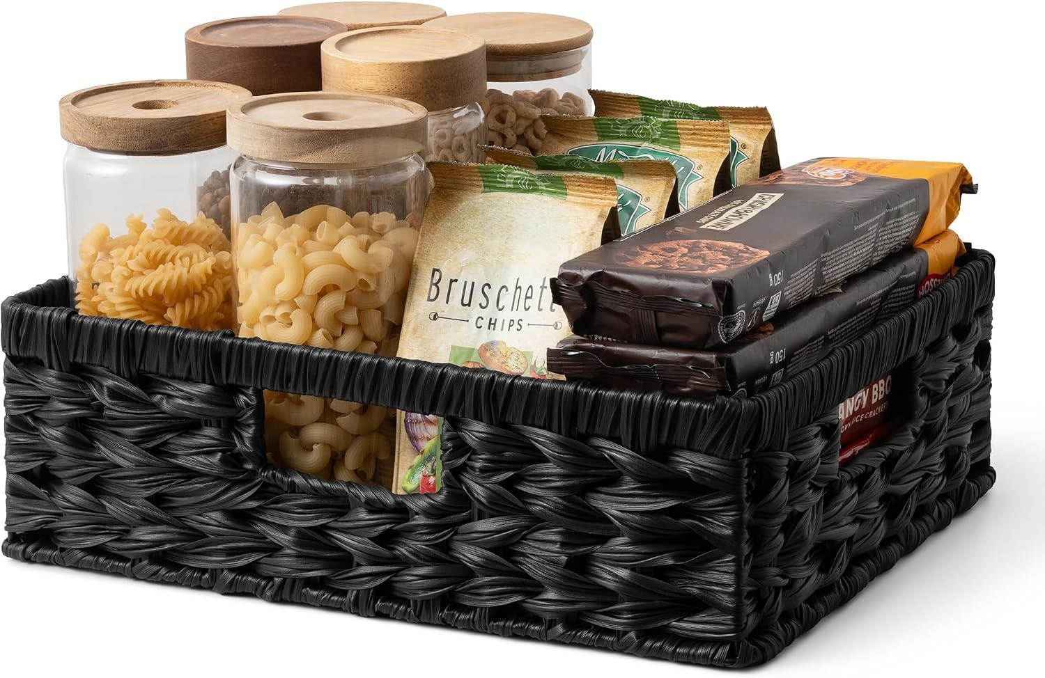 image:imageGRANNY SAYS Wicker Basket Decorative Woven Baskets for Storage Waterproof Storage Basket Organizer Wicker Storage Basket for Organizing 2Pack BlackBlack