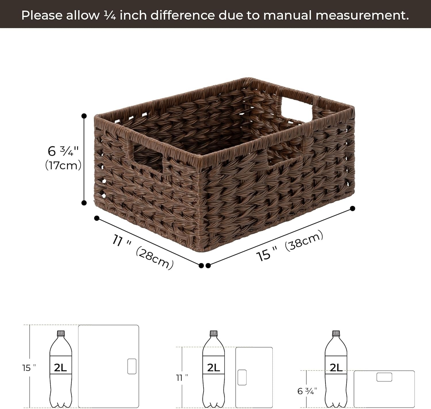 image:imageGRANNY SAYS Wicker Basket Decorative Woven Baskets for Storage Waterproof Storage Basket Organizer Wicker Storage Basket for Organizing 2Pack BlackBrown