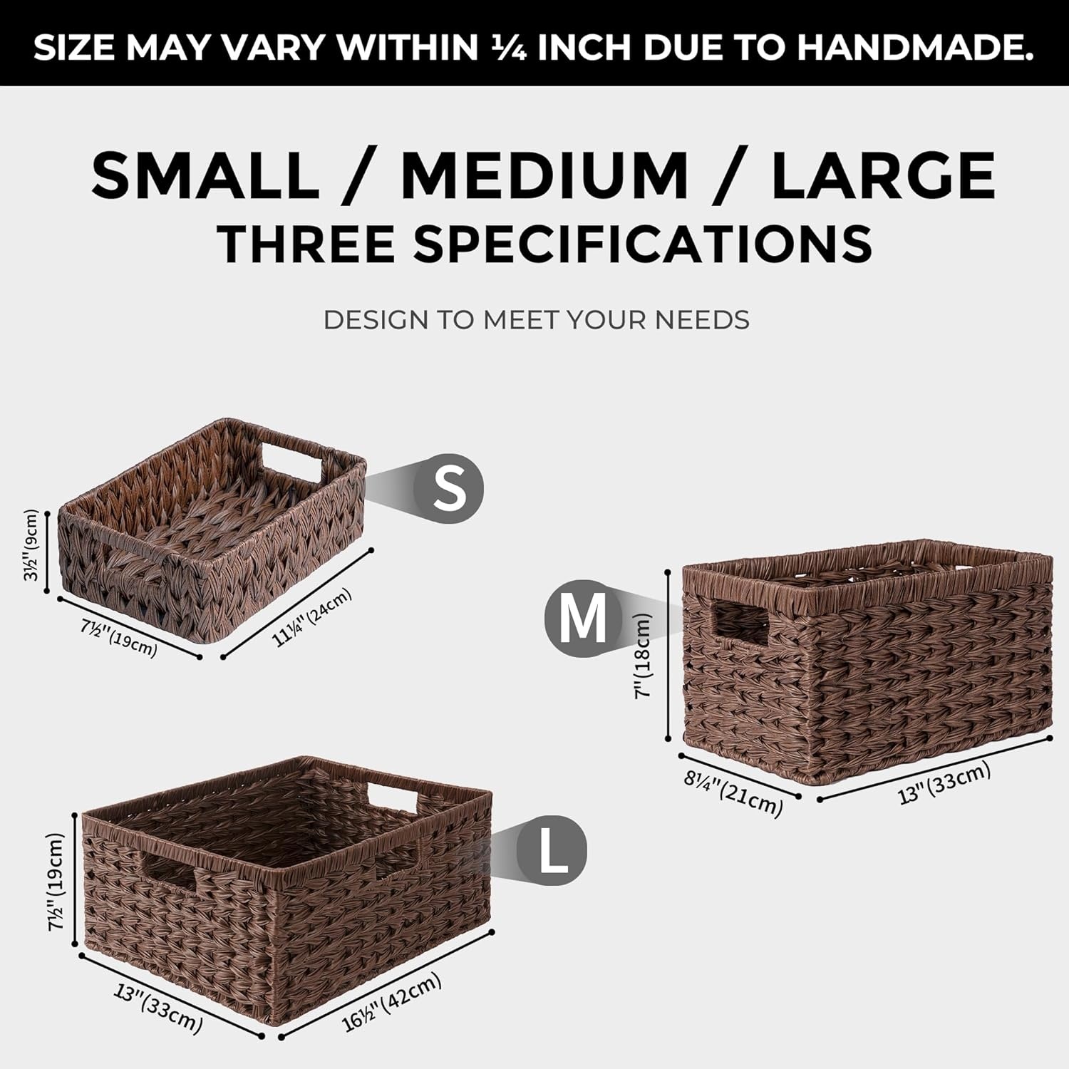 image:imageGRANNY SAYS Wicker Basket Decorative Woven Baskets for Storage Waterproof Storage Basket Organizer Wicker Storage Basket for Organizing 2Pack BlackBrown