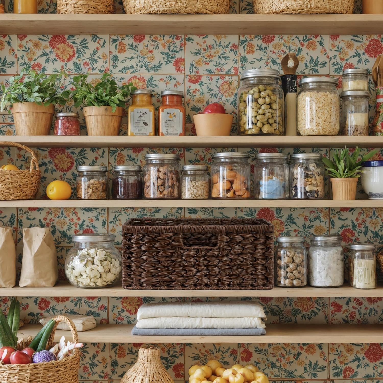 image:imageGRANNY SAYS Wicker Basket Decorative Woven Baskets for Storage Waterproof Storage Basket Organizer Wicker Storage Basket for Organizing 2Pack BlackBrown