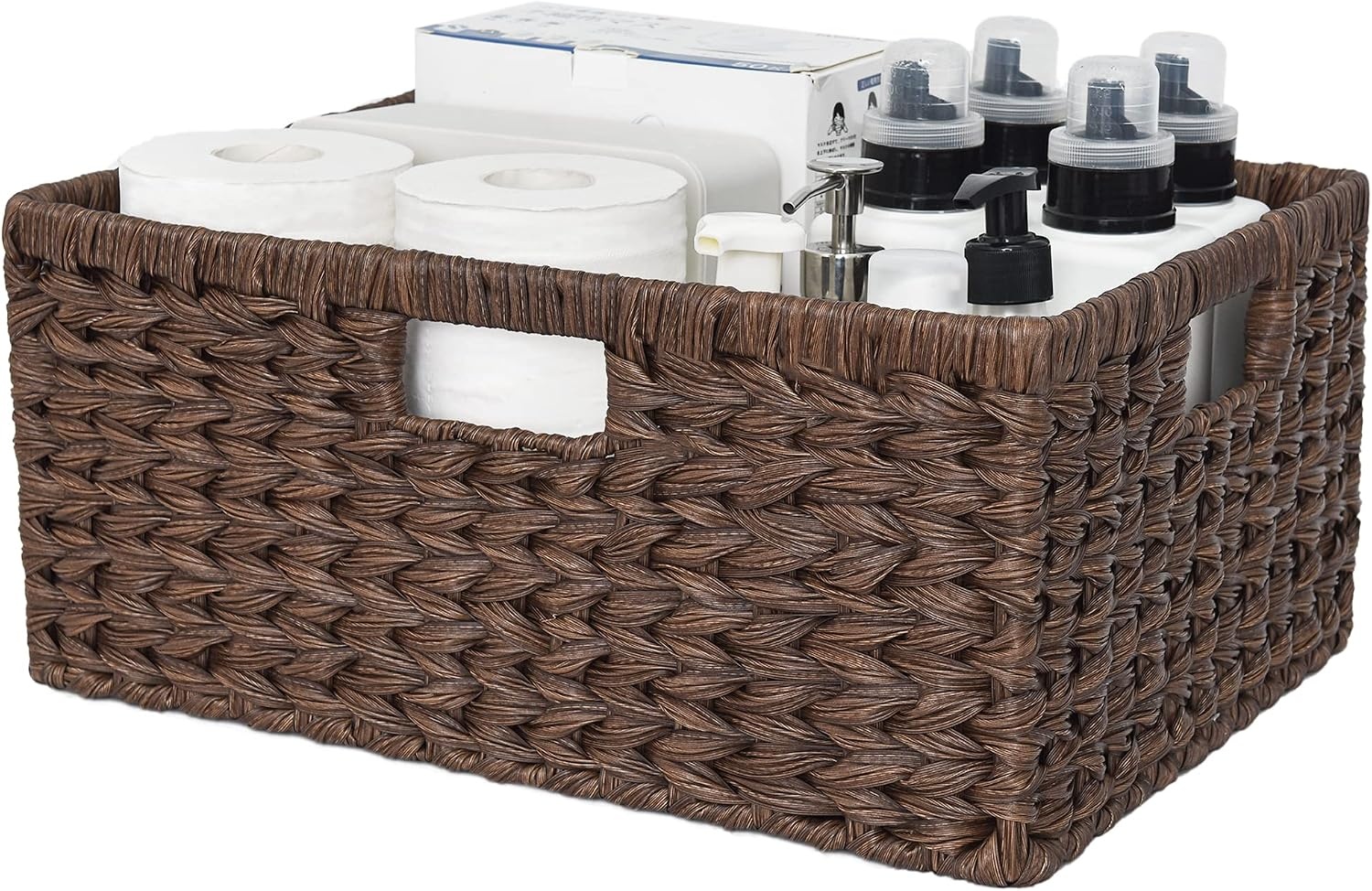 image:imageGRANNY SAYS Wicker Basket Decorative Woven Baskets for Storage Waterproof Storage Basket Organizer Wicker Storage Basket for Organizing 2Pack BlackBrown