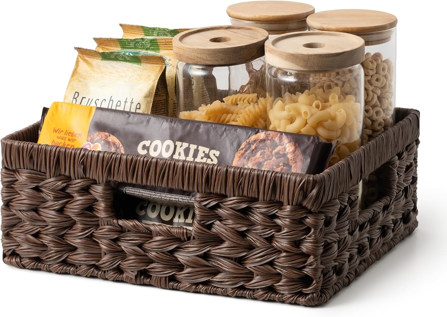 image:imageGRANNY SAYS Wicker Basket Decorative Woven Baskets for Storage Waterproof Storage Basket Organizer Wicker Storage Basket for Organizing 2Pack BlackBrown