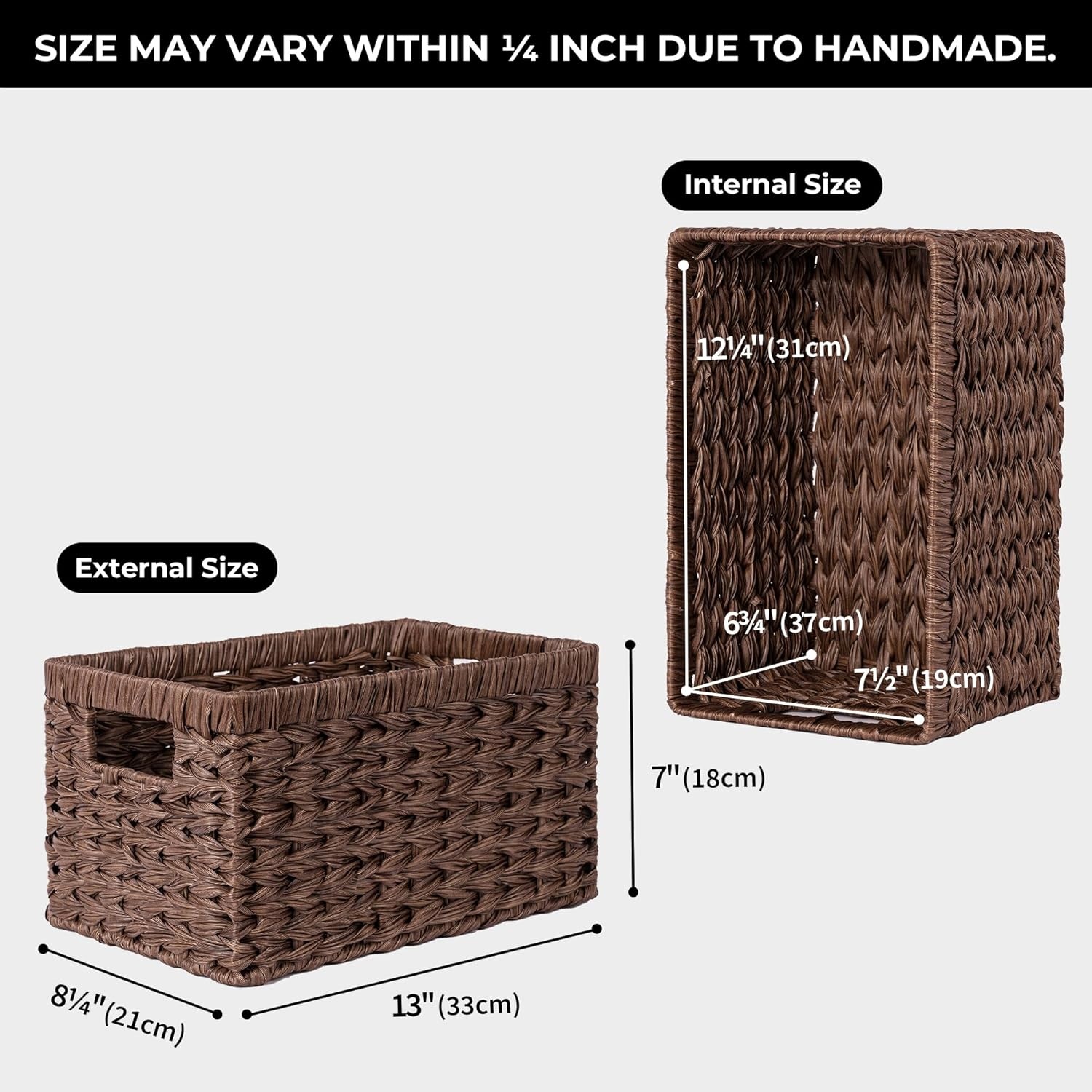 image:imageGRANNY SAYS Wicker Basket Decorative Woven Baskets for Storage Waterproof Storage Basket Organizer Wicker Storage Basket for Organizing 2Pack BlackBrown