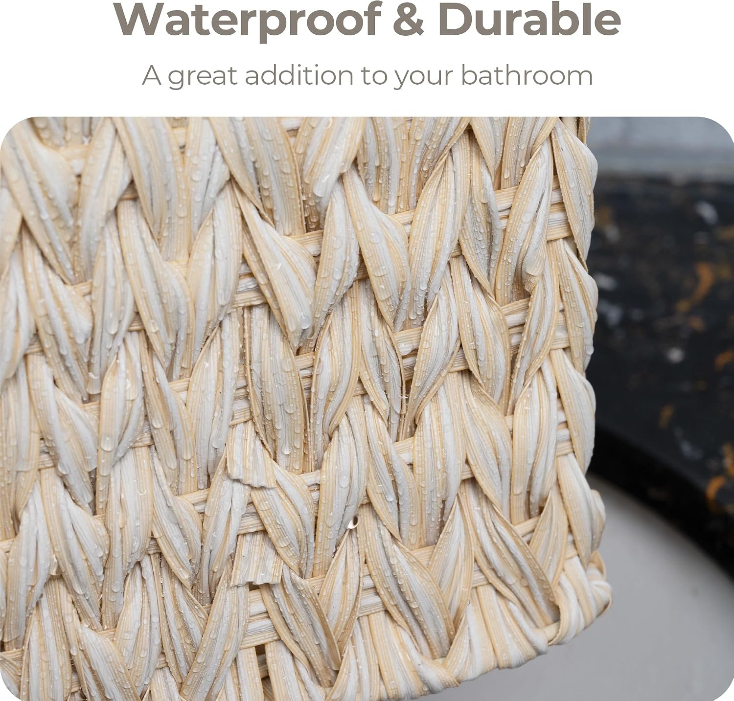 image:imageGRANNY SAYS Wicker Basket Decorative Woven Baskets for Storage Waterproof Storage Basket Organizer Wicker Storage Basket for Organizing 2Pack BlackButter Milk