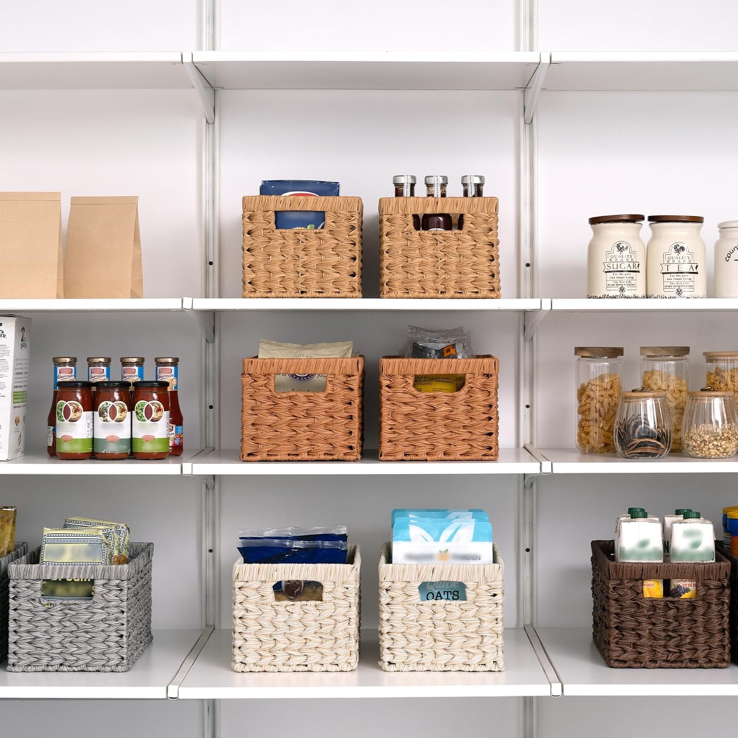 image:imageGRANNY SAYS Wicker Basket Decorative Woven Baskets for Storage Waterproof Storage Basket Organizer Wicker Storage Basket for Organizing 2Pack BlackButter Milk