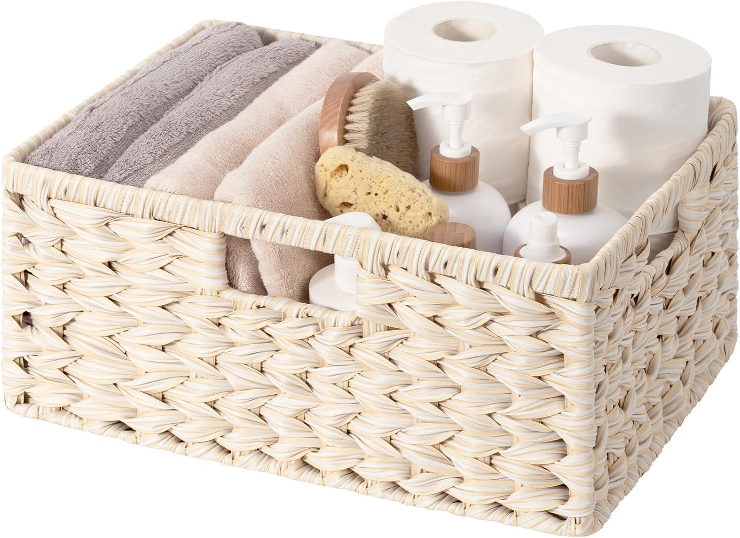 image:imageGRANNY SAYS Wicker Basket Decorative Woven Baskets for Storage Waterproof Storage Basket Organizer Wicker Storage Basket for Organizing 2Pack BlackButter Milk