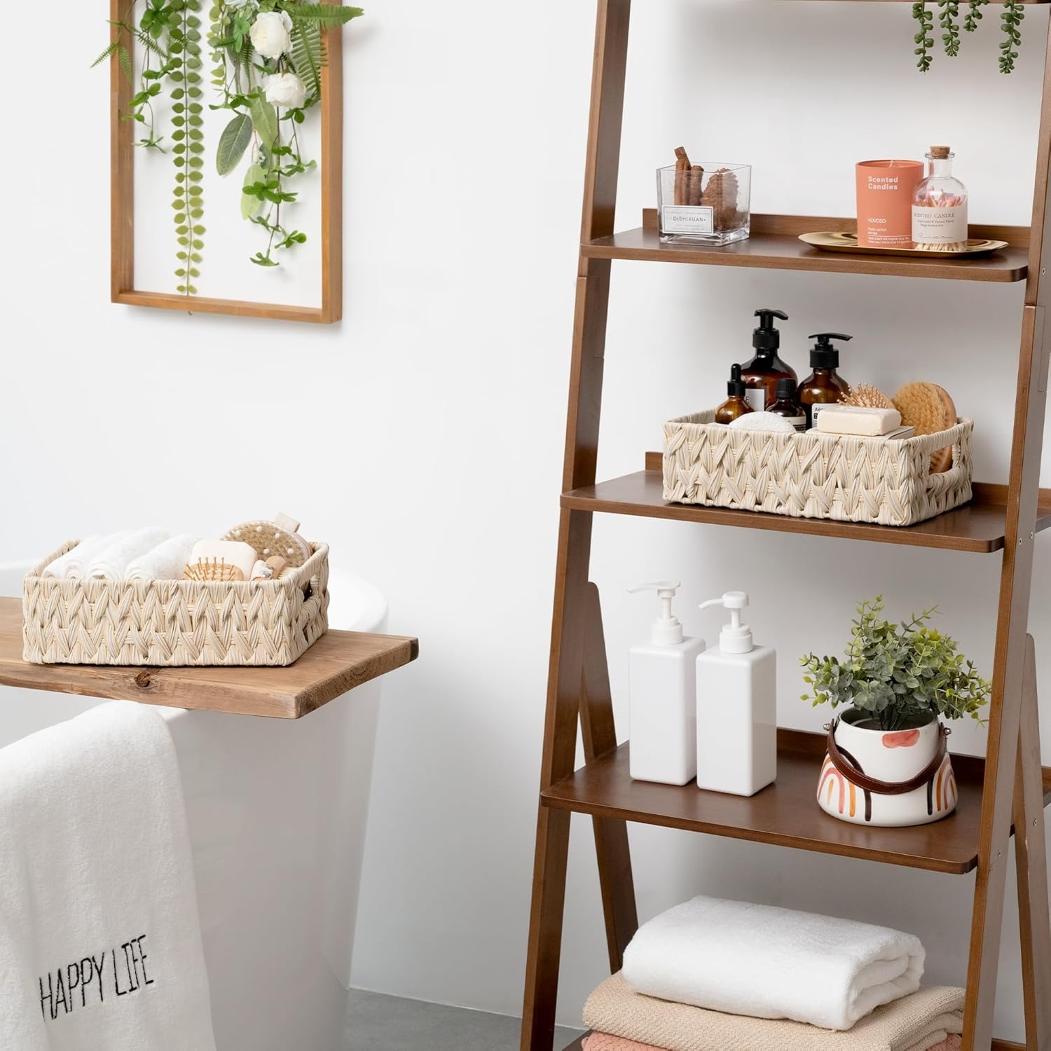 image:imageGRANNY SAYS Wicker Basket Decorative Woven Baskets for Storage Waterproof Storage Basket Organizer Wicker Storage Basket for Organizing 2Pack BlackButter Milk