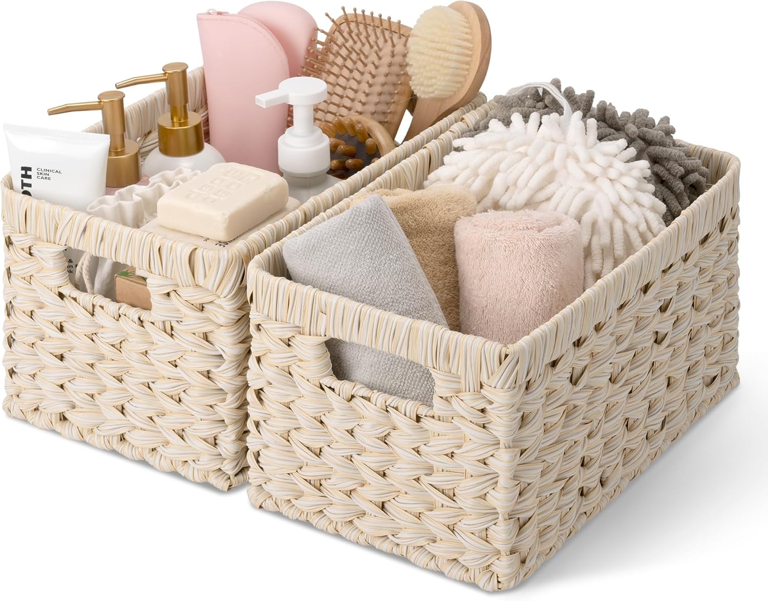 image:imageGRANNY SAYS Wicker Basket Decorative Woven Baskets for Storage Waterproof Storage Basket Organizer Wicker Storage Basket for Organizing 2Pack BlackButter Milk