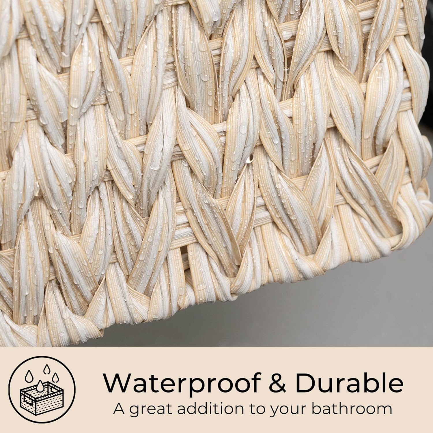 image:imageGRANNY SAYS Wicker Basket Decorative Woven Baskets for Storage Waterproof Storage Basket Organizer Wicker Storage Basket for Organizing 2Pack BlackButter Milk