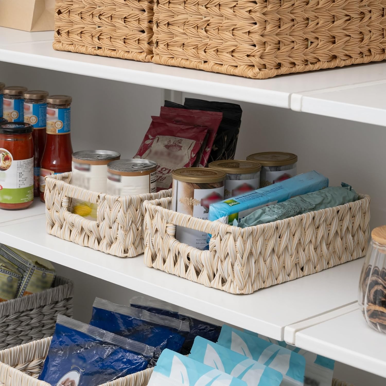 image:imageGRANNY SAYS Wicker Basket Decorative Woven Baskets for Storage Waterproof Storage Basket Organizer Wicker Storage Basket for Organizing 2Pack BlackButter Milk