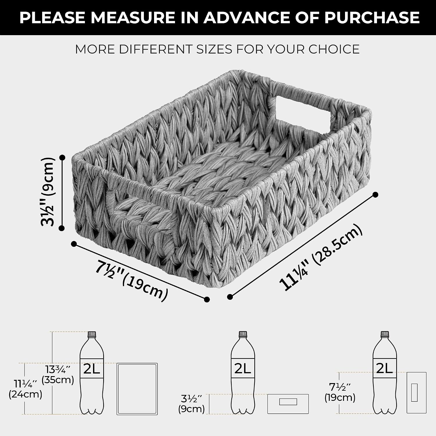 image:imageGRANNY SAYS Wicker Basket Decorative Woven Baskets for Storage Waterproof Storage Basket Organizer Wicker Storage Basket for Organizing 2Pack BlackGray