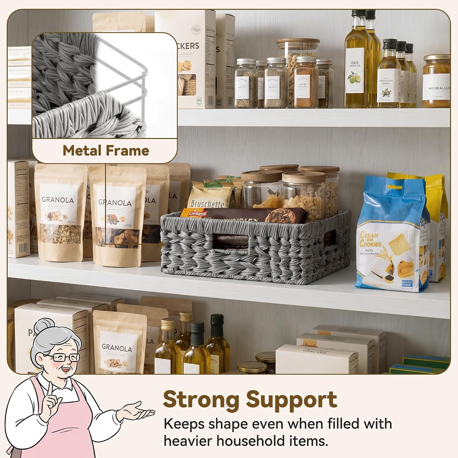image:imageGRANNY SAYS Wicker Basket Decorative Woven Baskets for Storage Waterproof Storage Basket Organizer Wicker Storage Basket for Organizing 2Pack BlackGray