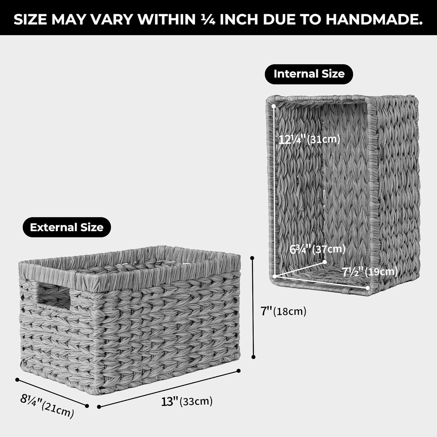 image:imageGRANNY SAYS Wicker Basket Decorative Woven Baskets for Storage Waterproof Storage Basket Organizer Wicker Storage Basket for Organizing 2Pack BlackGray