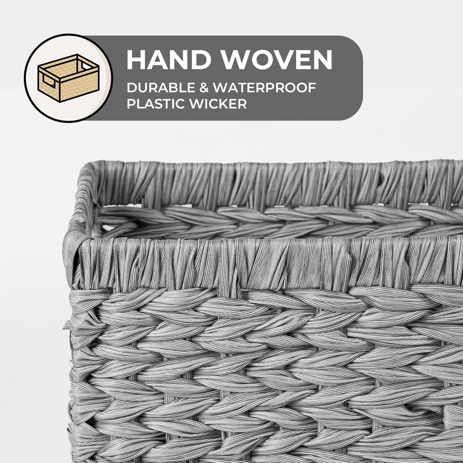 image:imageGRANNY SAYS Wicker Basket Decorative Woven Baskets for Storage Waterproof Storage Basket Organizer Wicker Storage Basket for Organizing 2Pack BlackGray