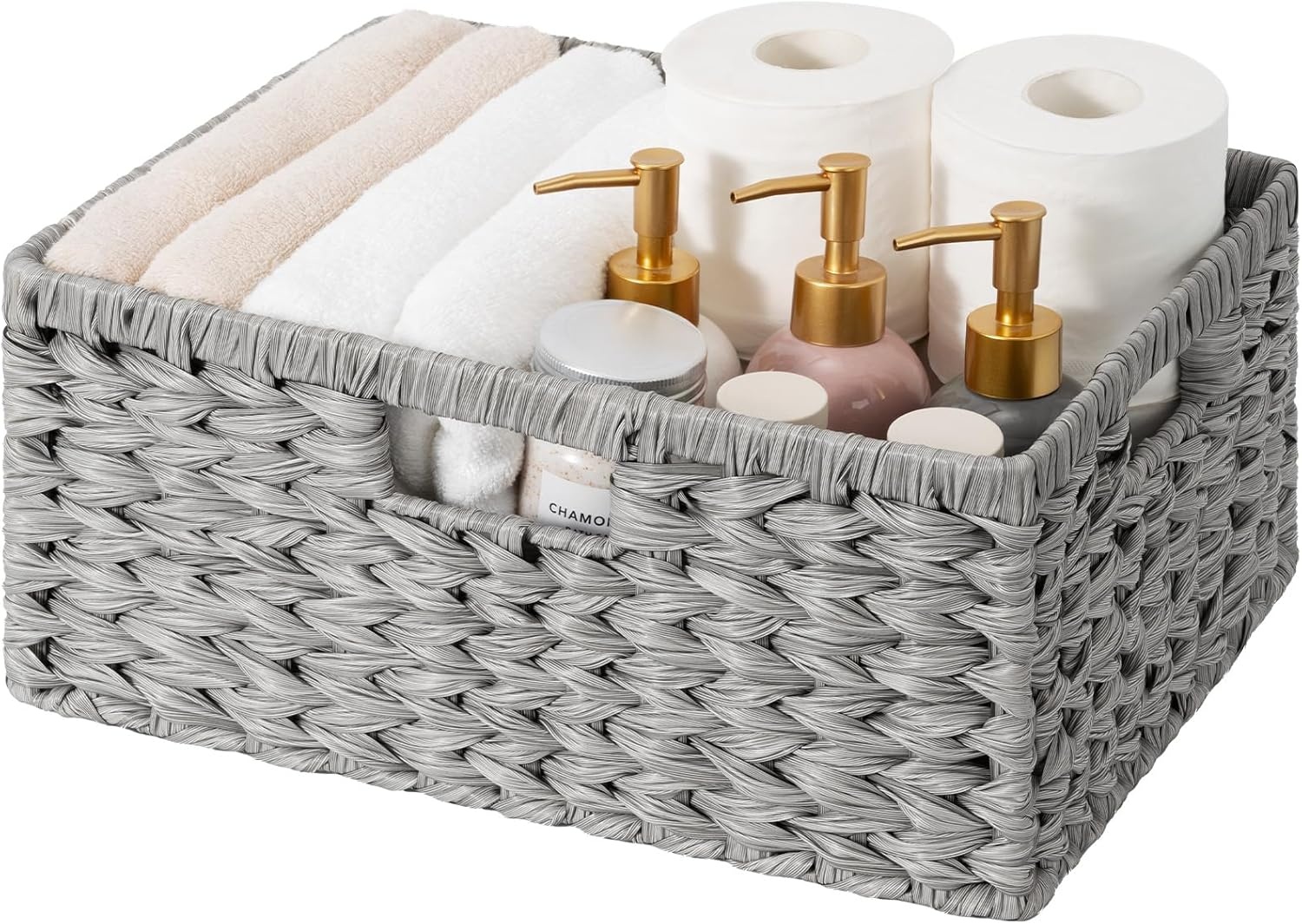 image:imageGRANNY SAYS Wicker Basket Decorative Woven Baskets for Storage Waterproof Storage Basket Organizer Wicker Storage Basket for Organizing 2Pack BlackGray
