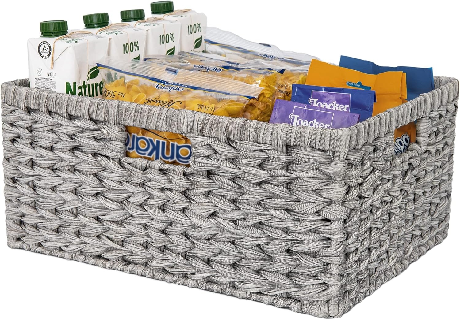 image:imageGRANNY SAYS Wicker Basket Decorative Woven Baskets for Storage Waterproof Storage Basket Organizer Wicker Storage Basket for Organizing 2Pack BlackGray