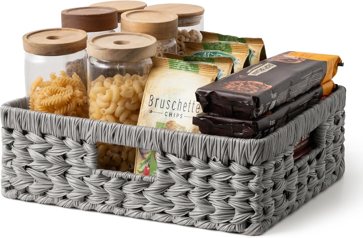 image:imageGRANNY SAYS Wicker Basket Decorative Woven Baskets for Storage Waterproof Storage Basket Organizer Wicker Storage Basket for Organizing 2Pack BlackGray
