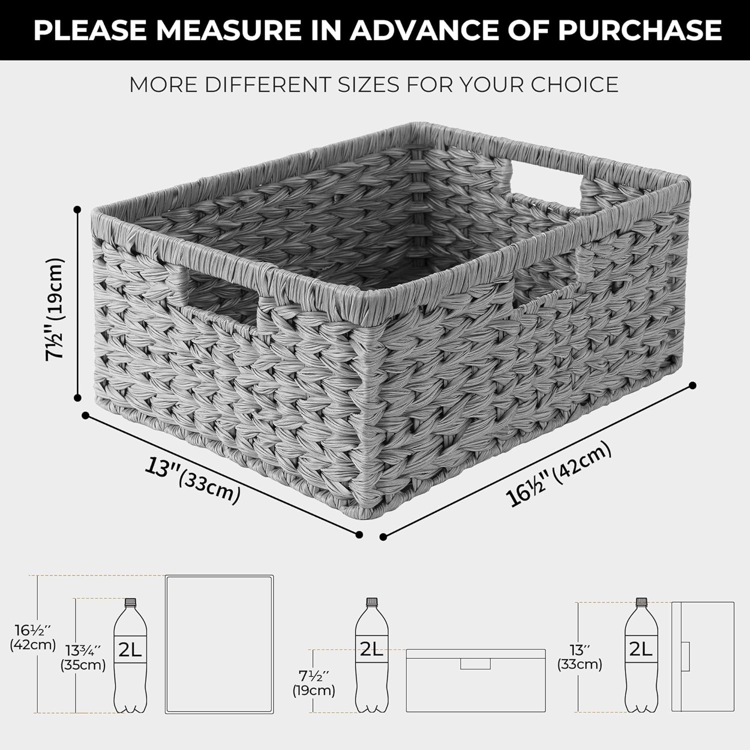 image:imageGRANNY SAYS Wicker Basket Decorative Woven Baskets for Storage Waterproof Storage Basket Organizer Wicker Storage Basket for Organizing 2Pack BlackGray