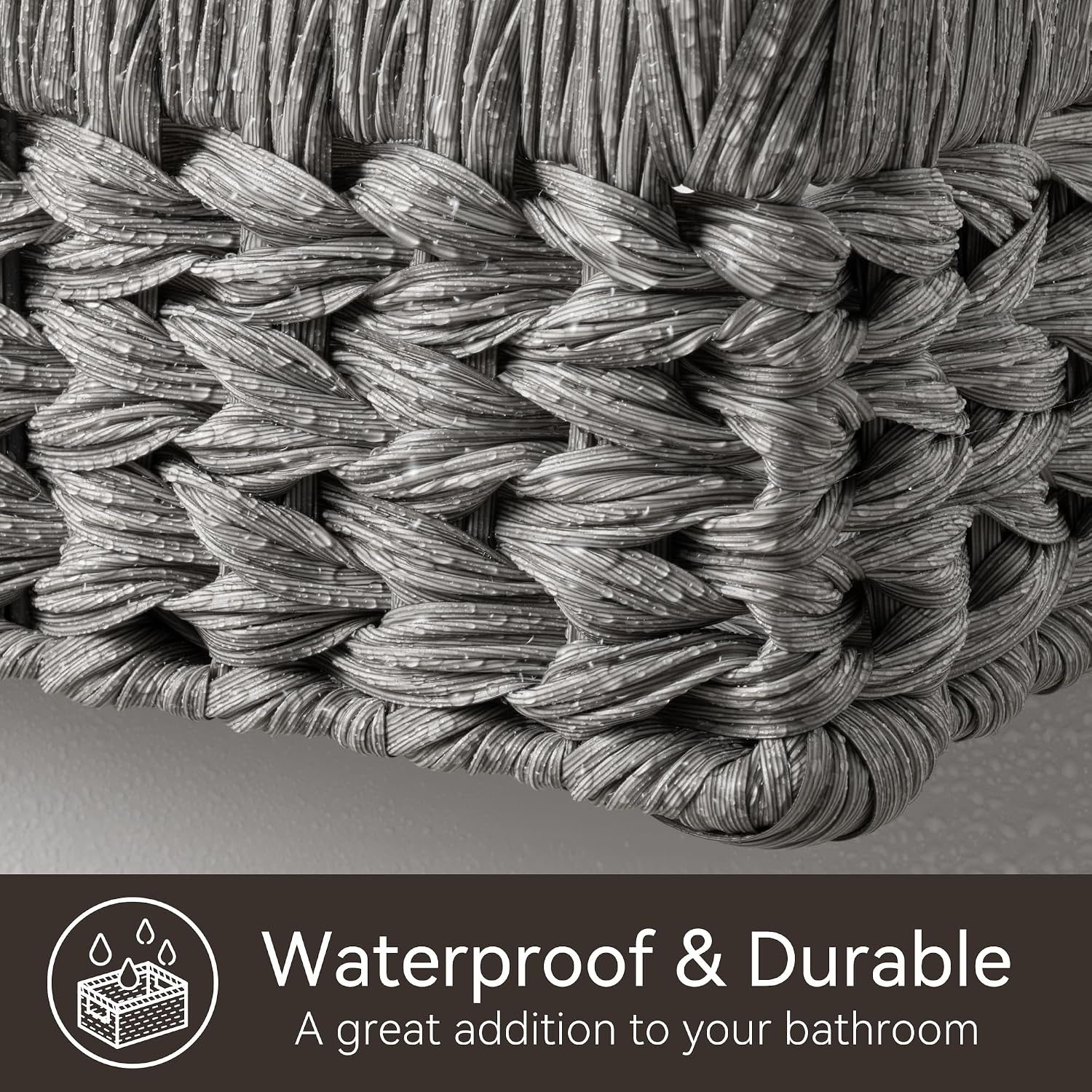 image:imageGRANNY SAYS Wicker Basket Decorative Woven Baskets for Storage Waterproof Storage Basket Organizer Wicker Storage Basket for Organizing 2Pack BlackGray