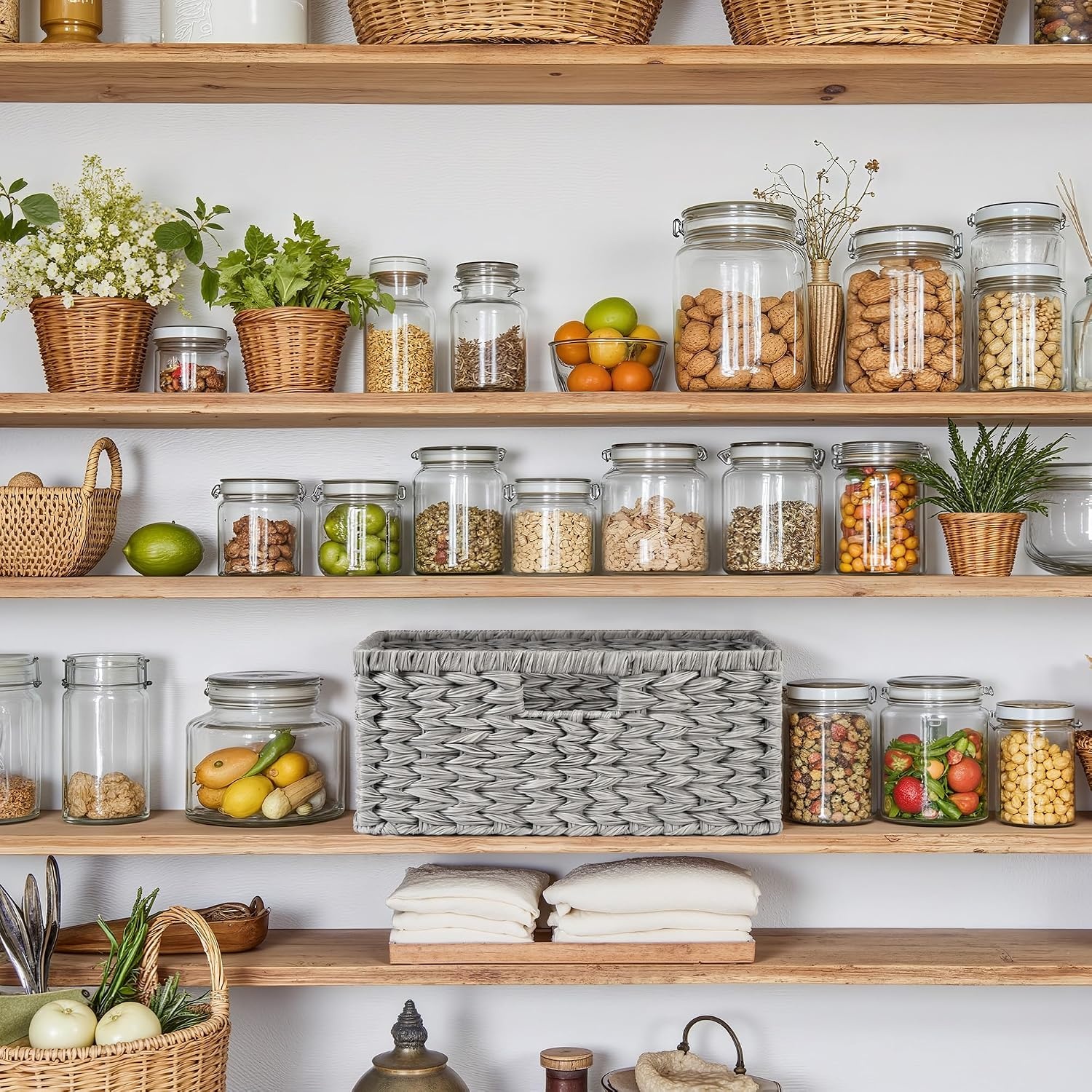 image:imageGRANNY SAYS Wicker Basket Decorative Woven Baskets for Storage Waterproof Storage Basket Organizer Wicker Storage Basket for Organizing 2Pack BlackGray