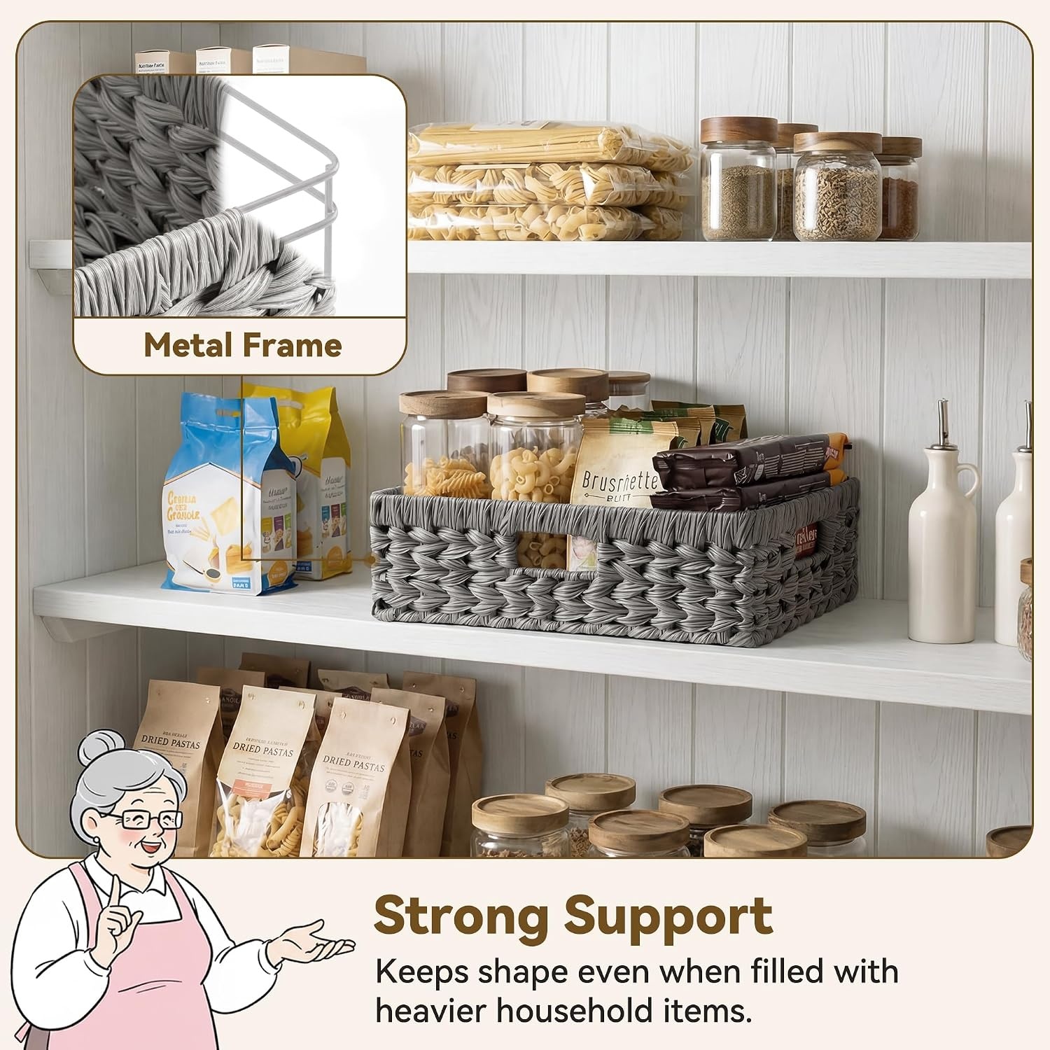 image:imageGRANNY SAYS Wicker Basket Decorative Woven Baskets for Storage Waterproof Storage Basket Organizer Wicker Storage Basket for Organizing 2Pack BlackGray