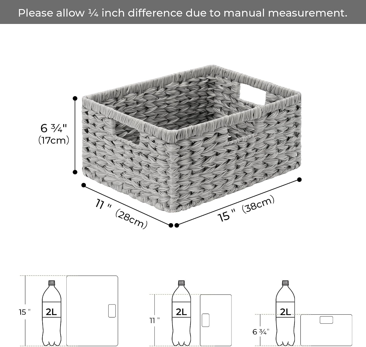 image:imageGRANNY SAYS Wicker Basket Decorative Woven Baskets for Storage Waterproof Storage Basket Organizer Wicker Storage Basket for Organizing 2Pack BlackGray