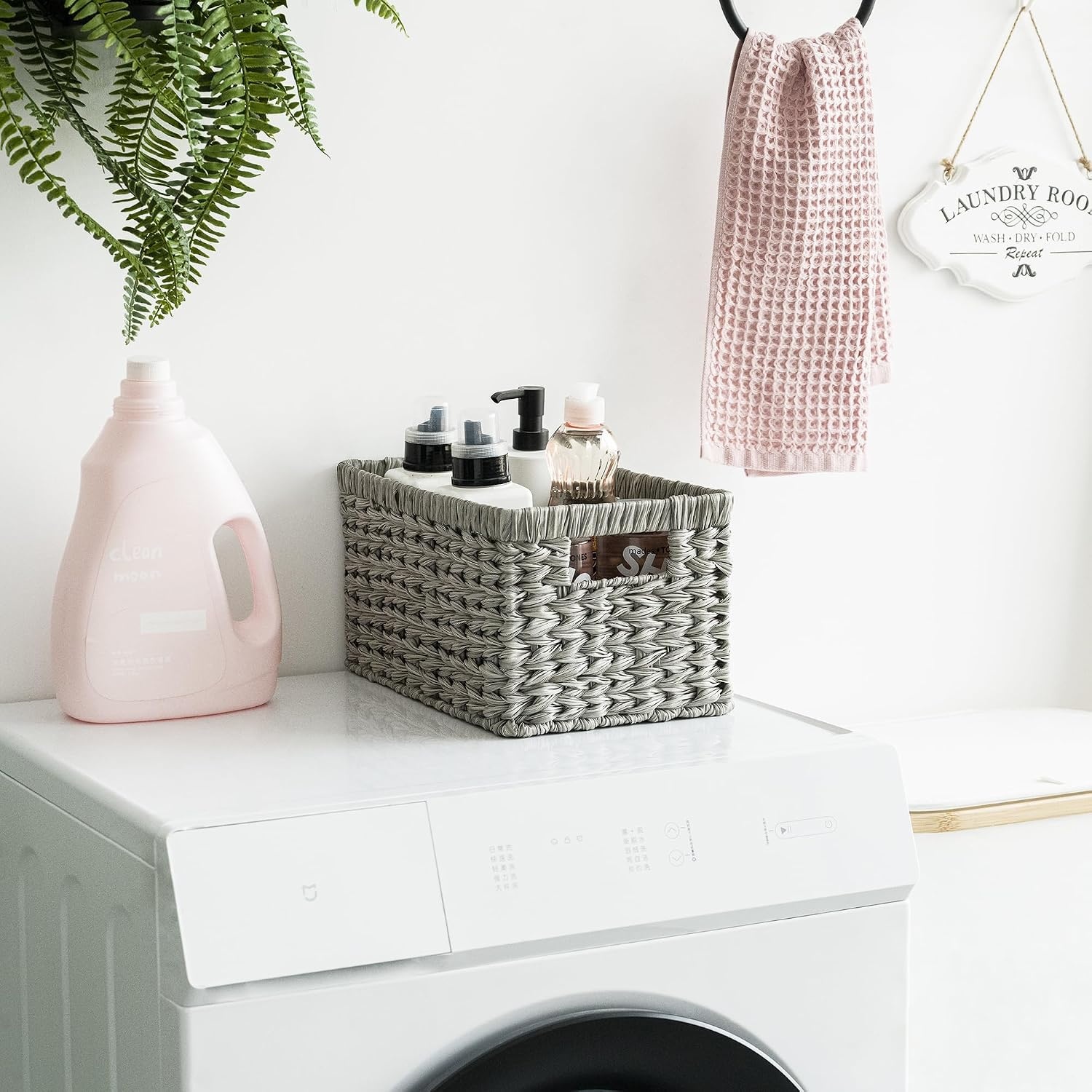 image:imageGRANNY SAYS Wicker Basket Decorative Woven Baskets for Storage Waterproof Storage Basket Organizer Wicker Storage Basket for Organizing 2Pack BlackGray