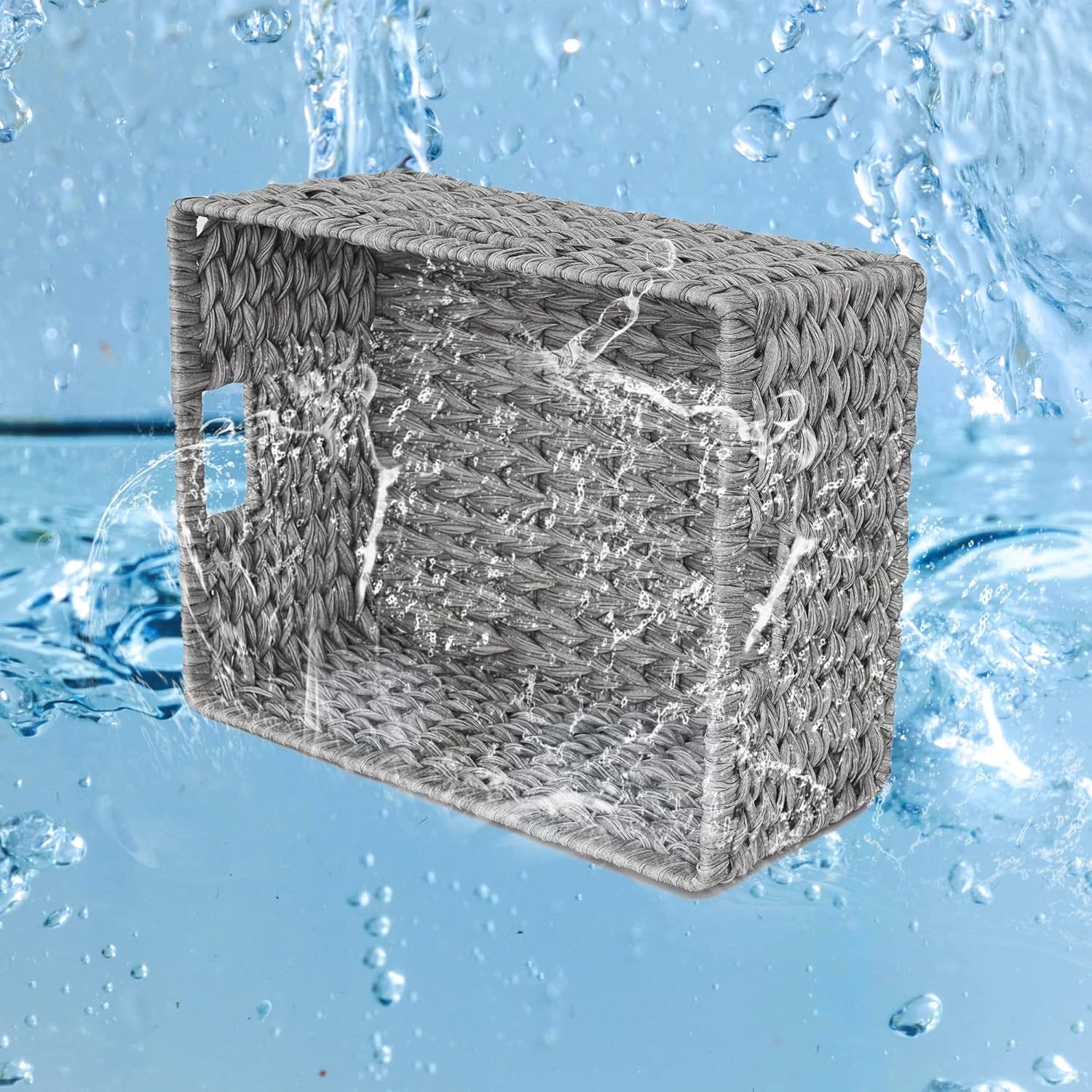 image:imageGRANNY SAYS Wicker Basket Decorative Woven Baskets for Storage Waterproof Storage Basket Organizer Wicker Storage Basket for Organizing 2Pack BlackGray