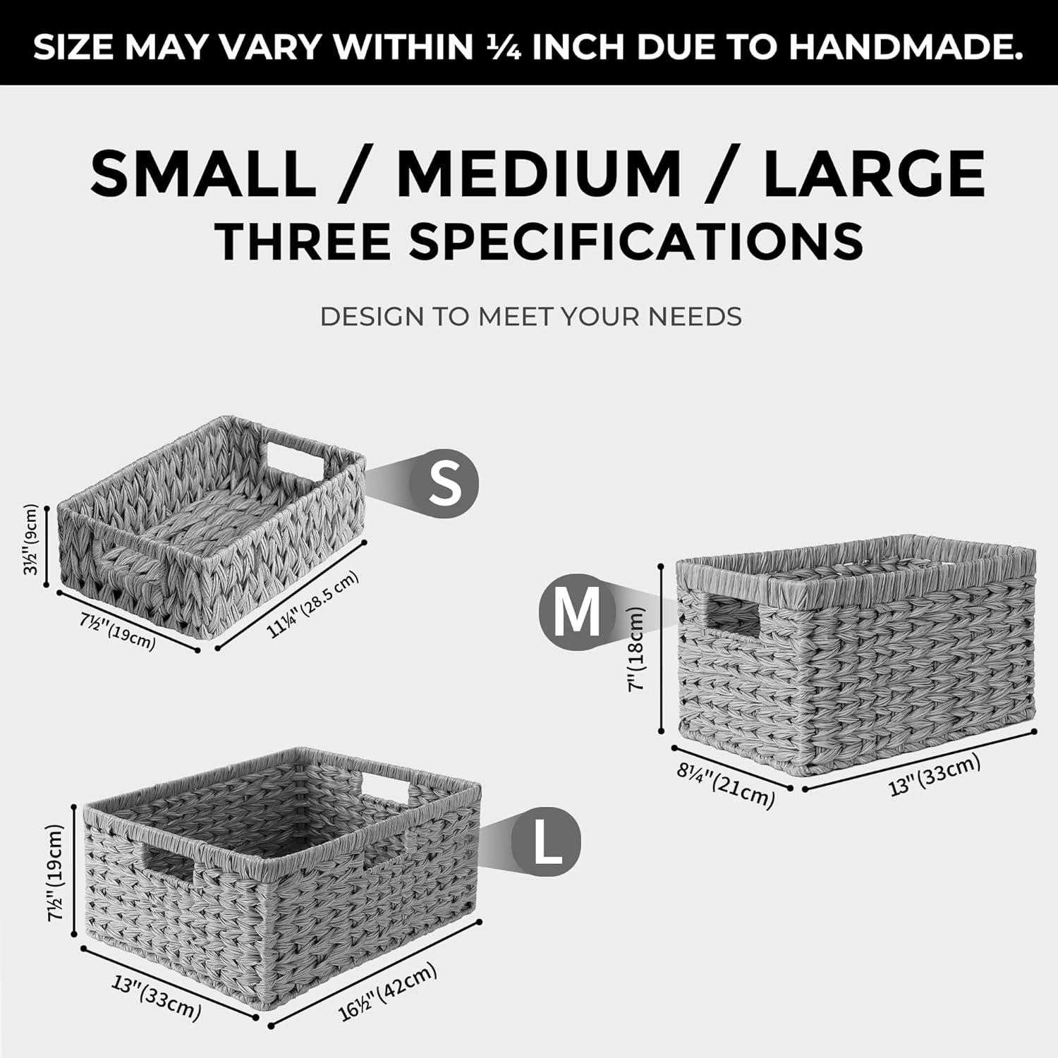image:imageGRANNY SAYS Wicker Basket Decorative Woven Baskets for Storage Waterproof Storage Basket Organizer Wicker Storage Basket for Organizing 2Pack BlackGray