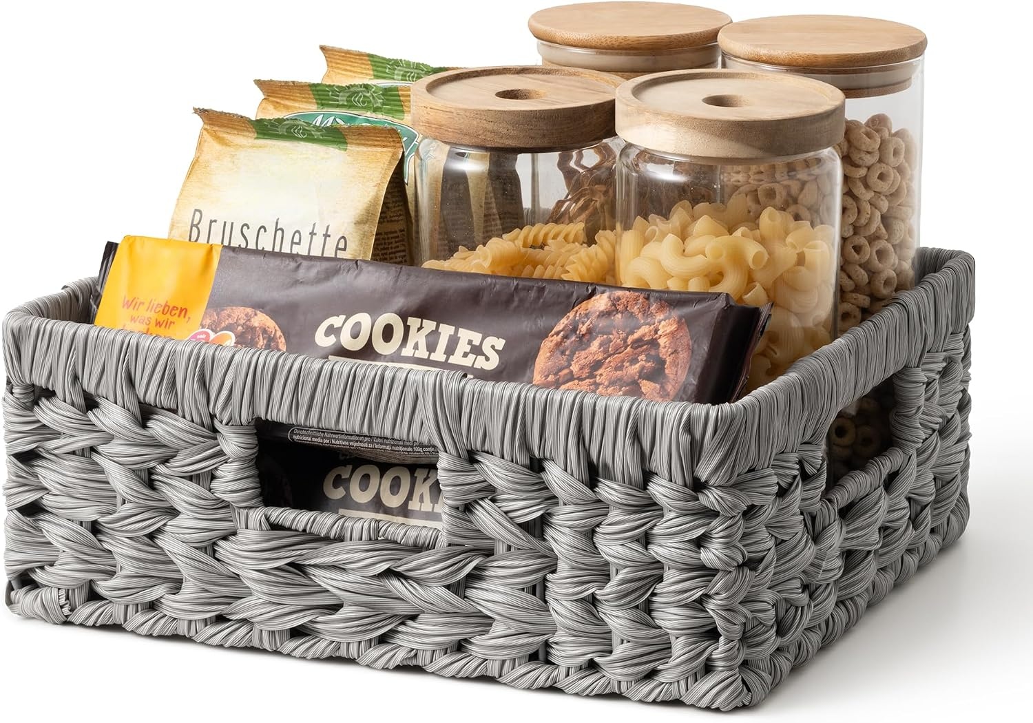 image:imageGRANNY SAYS Wicker Basket Decorative Woven Baskets for Storage Waterproof Storage Basket Organizer Wicker Storage Basket for Organizing 2Pack BlackGray