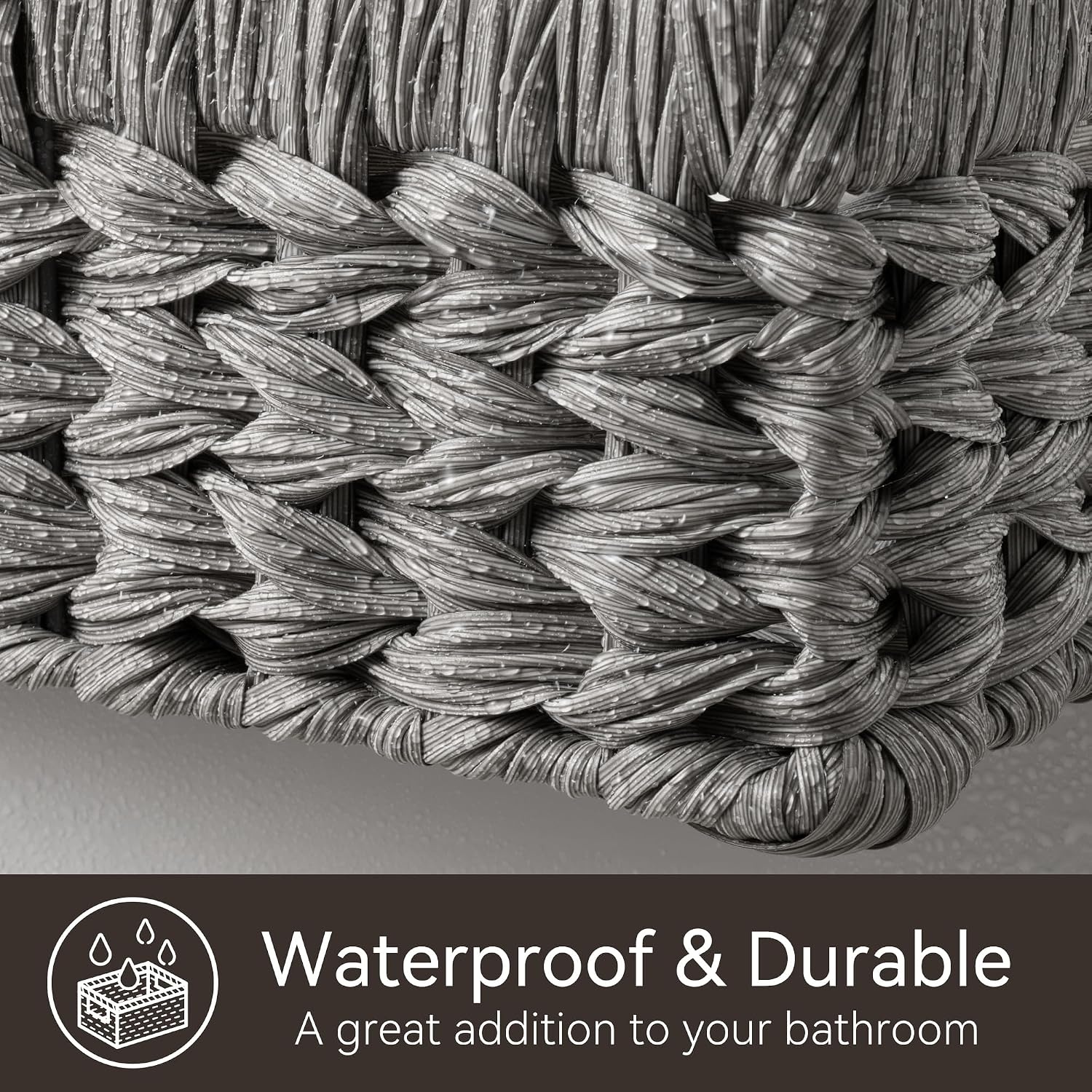 image:imageGRANNY SAYS Wicker Basket Decorative Woven Baskets for Storage Waterproof Storage Basket Organizer Wicker Storage Basket for Organizing 2Pack BlackGray