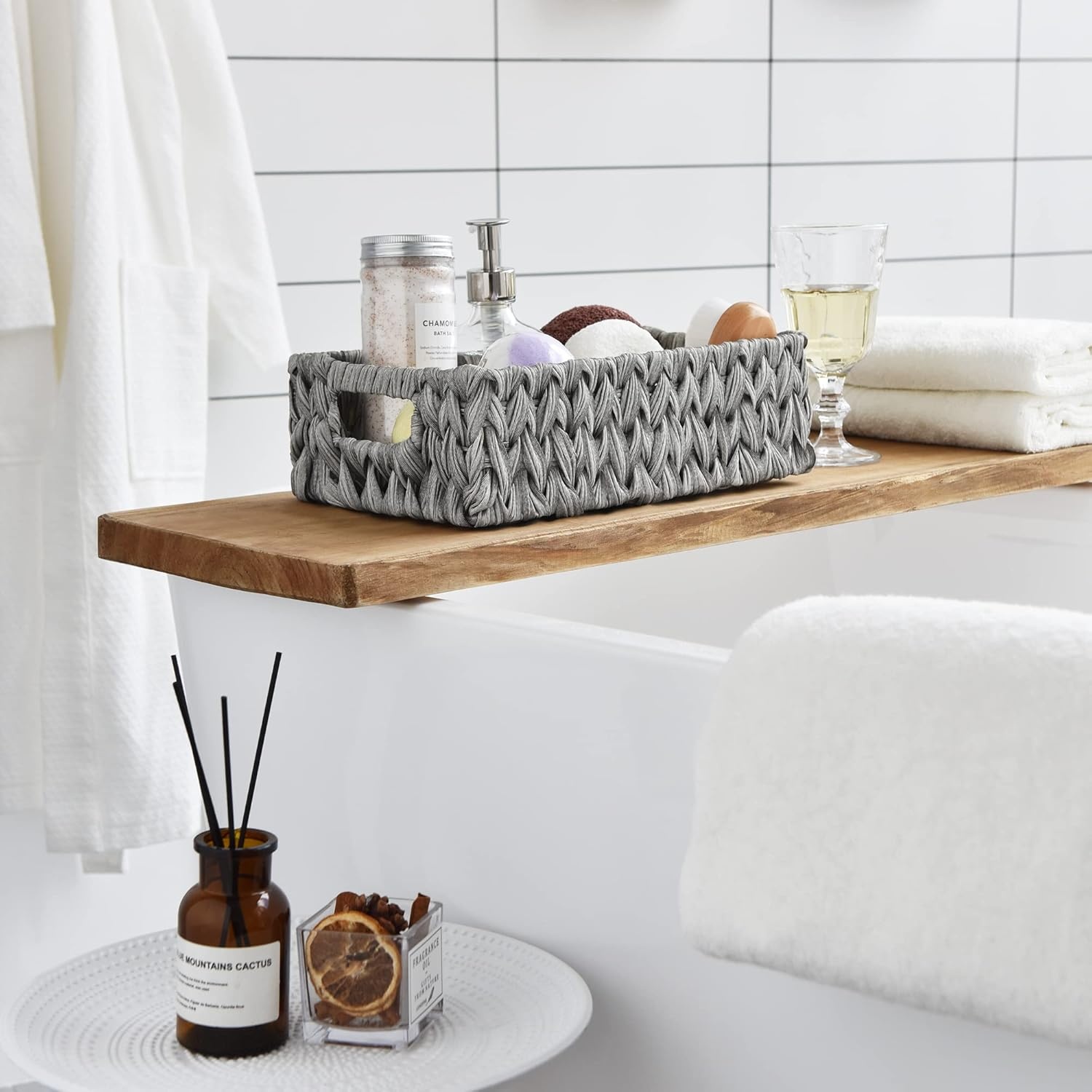 image:imageGRANNY SAYS Wicker Basket Decorative Woven Baskets for Storage Waterproof Storage Basket Organizer Wicker Storage Basket for Organizing 2Pack BlackGray