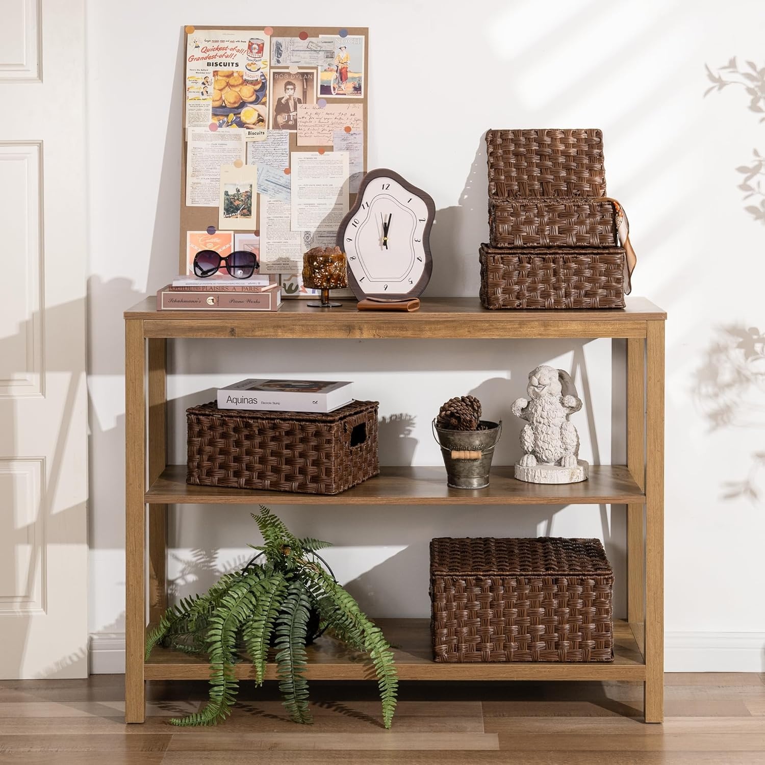 image:imageGRANNY SAYS Wicker Baskets with Lids Set of 3 Decorative Storage Boxes Woven Basket for Organizing Storage and Organizer Baskets Brown 3PackBrown