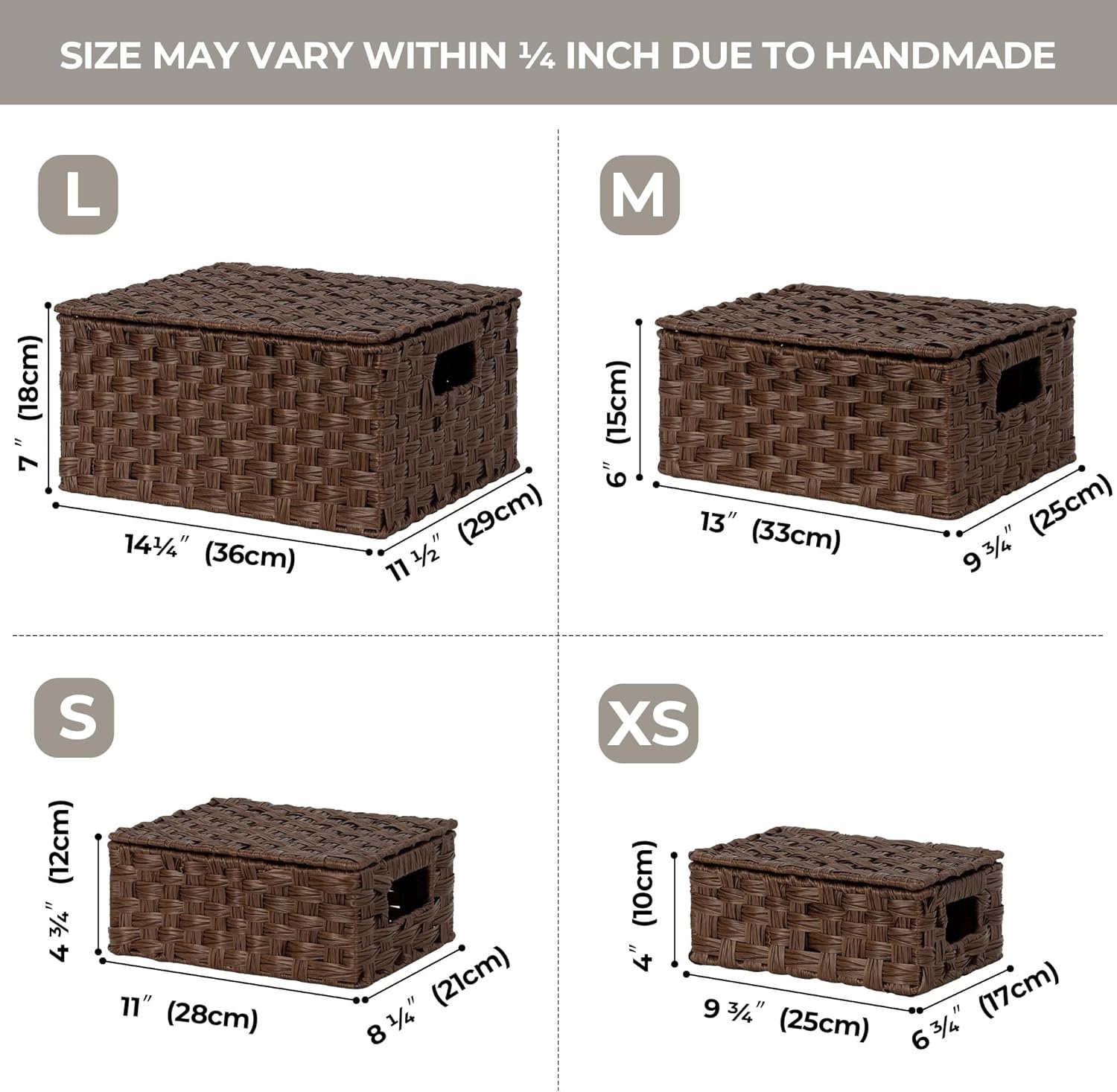 image:imageGRANNY SAYS Wicker Baskets with Lids Set of 3 Decorative Storage Boxes Woven Basket for Organizing Storage and Organizer Baskets Brown 3PackBrown