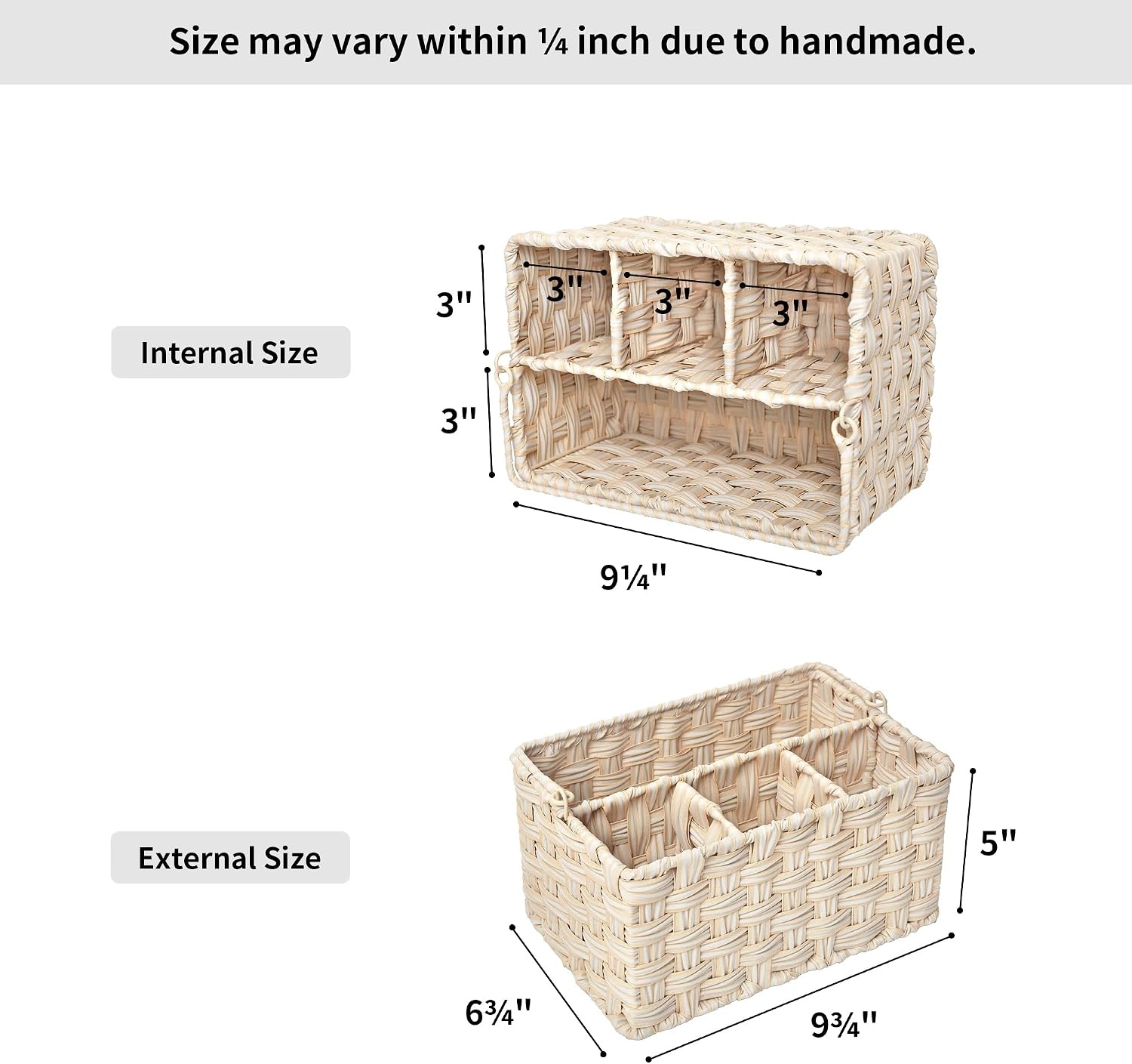 image:imageGRANNY SAYS Wicker Utensil Caddy Picnic Basket with Handle Organizer for Kitchen Table or Cabinet Silverware Holder for PartiesButter Milk