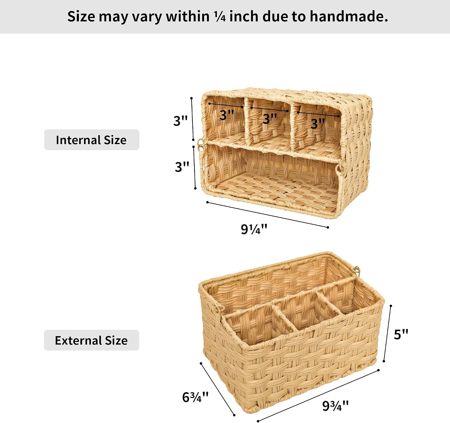 image:imageGRANNY SAYS Wicker Utensil Caddy Picnic Basket with Handle Organizer for Kitchen Table or Cabinet Silverware Holder for PartiesNature