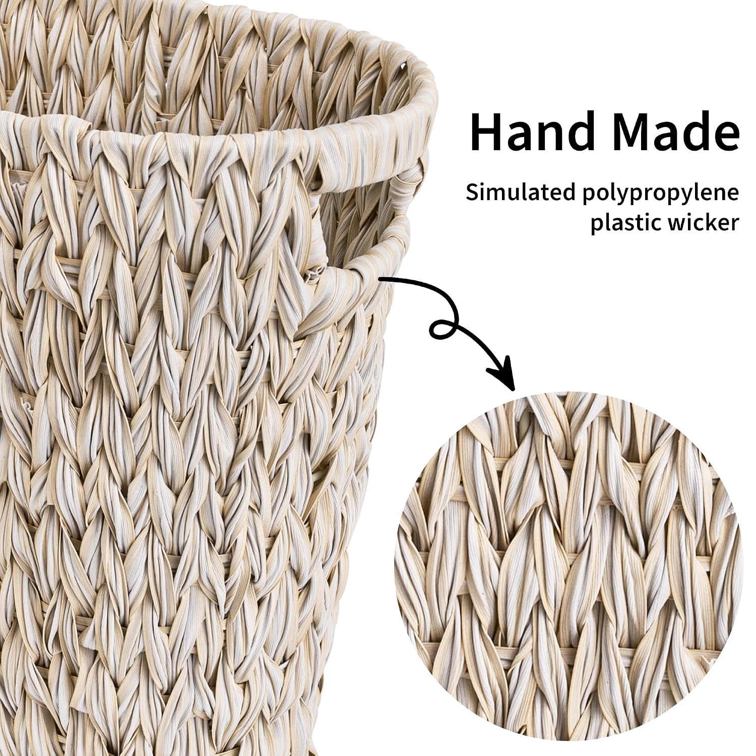 image:imageGRANNY SAYS Wicker Waste Basket Waterproof Bathroom Trash Can Decorative Boho Waste Baskets with Handles Waste Basket for Bedroom Office 15 Liters4 GallonsButter Milk