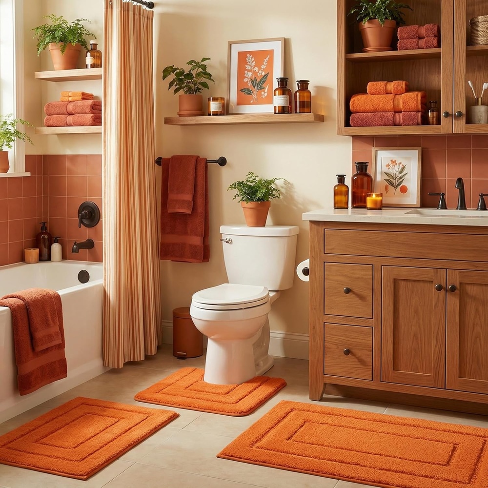 image:imageGRANNY SAYS Bathroom Rugs Sets 2 PieceSoft Bath Mats for Bathroom Bath Rugs Non Slip Washable Absorbent Bath Rug for Tub Shower and Toilet Gray 20 x 32 16 x 24Orange