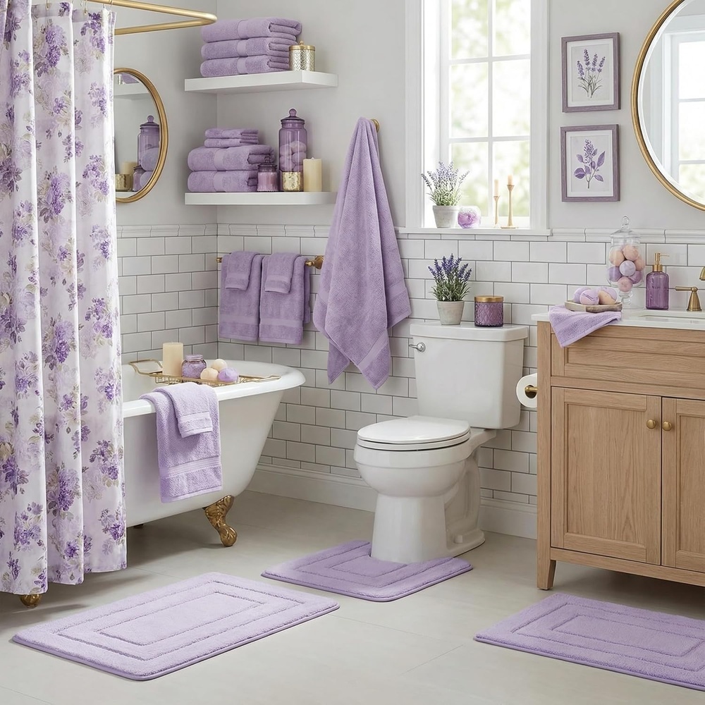 image:imageGRANNY SAYS Bathroom Rugs Sets 2 PieceSoft Bath Mats for Bathroom Bath Rugs Non Slip Washable Absorbent Bath Rug for Tub Shower and Toilet Gray 20 x 32 16 x 24Lilac