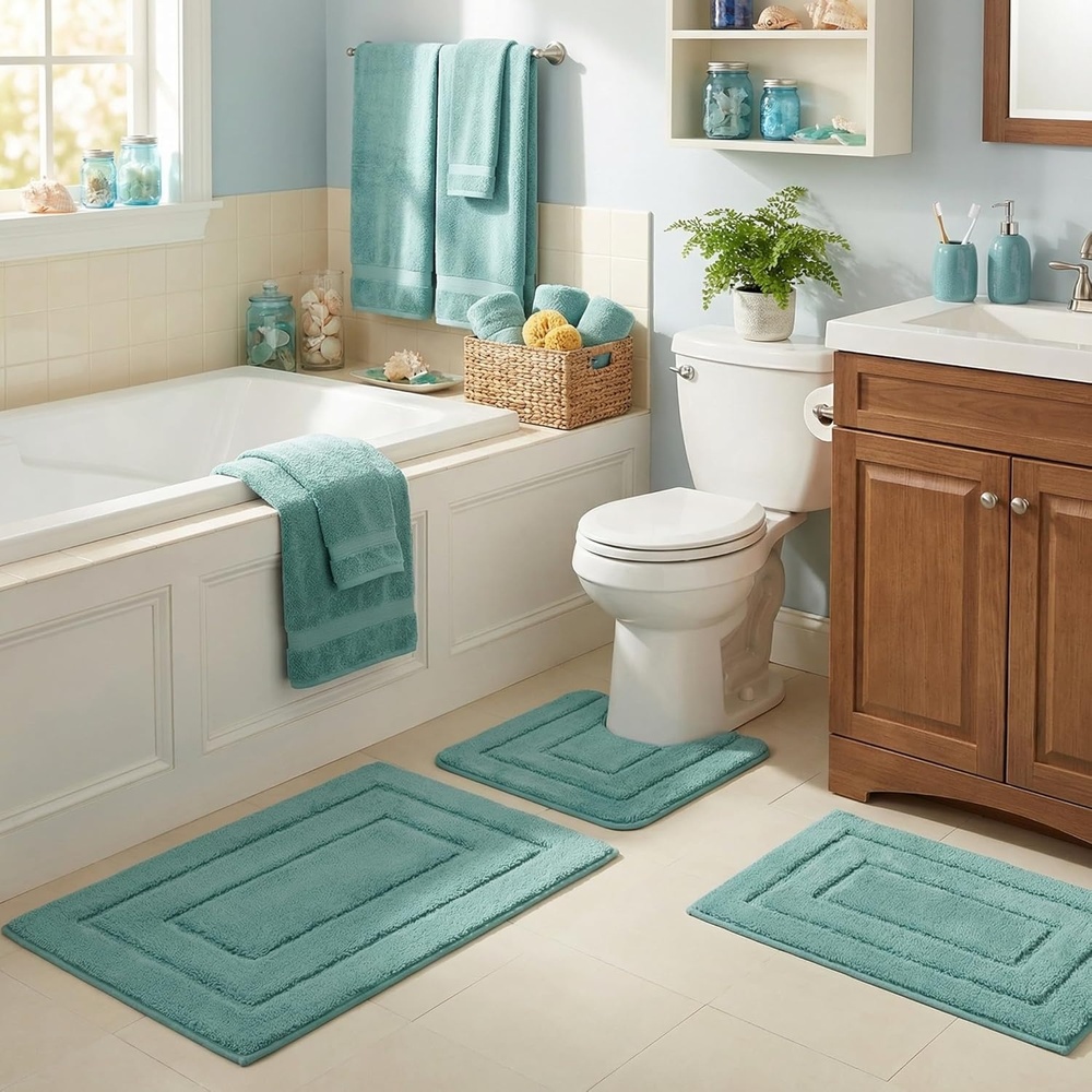 image:imageGRANNY SAYS Bathroom Rugs Sets 2 PieceSoft Bath Mats for Bathroom Bath Rugs Non Slip Washable Absorbent Bath Rug for Tub Shower and Toilet Gray 20 x 32 16 x 24Teal