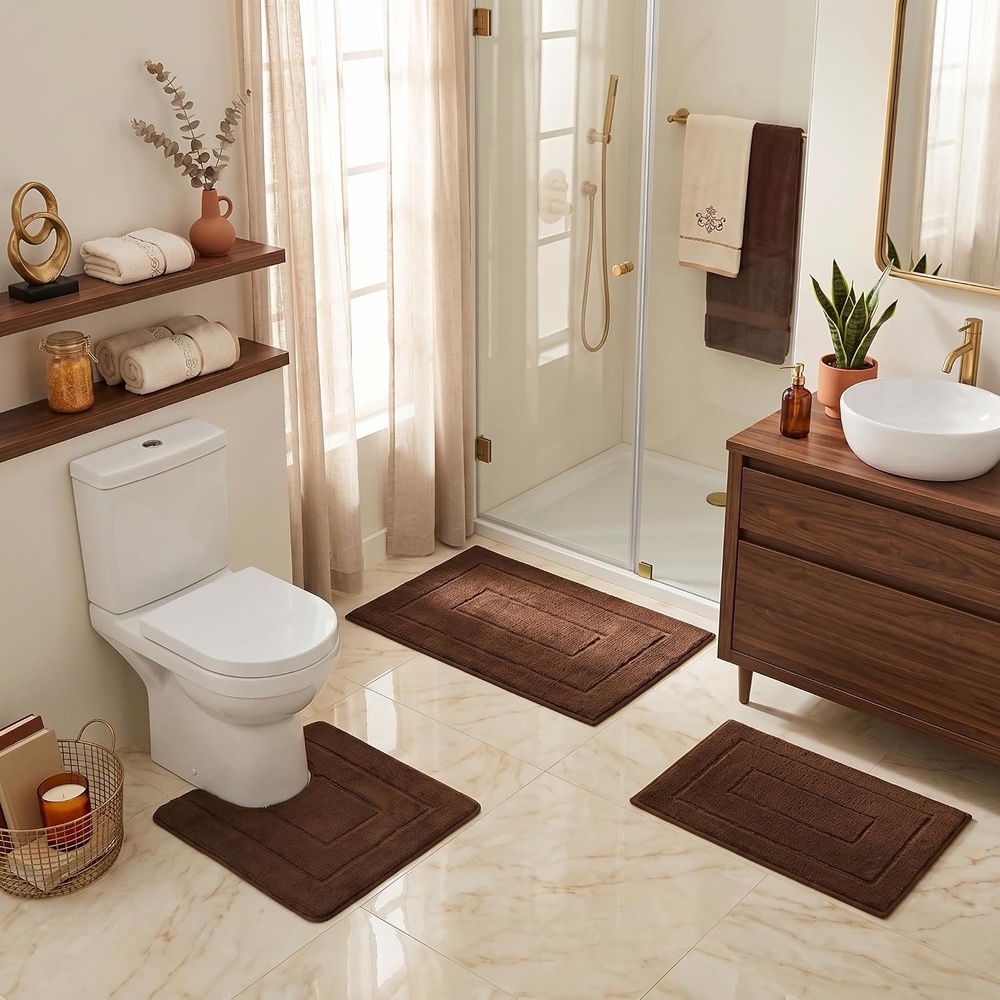 image:imageGRANNY SAYS Bathroom Rugs Sets 2 PieceSoft Bath Mats for Bathroom Bath Rugs Non Slip Washable Absorbent Bath Rug for Tub Shower and Toilet Gray 20 x 32 16 x 24Brown