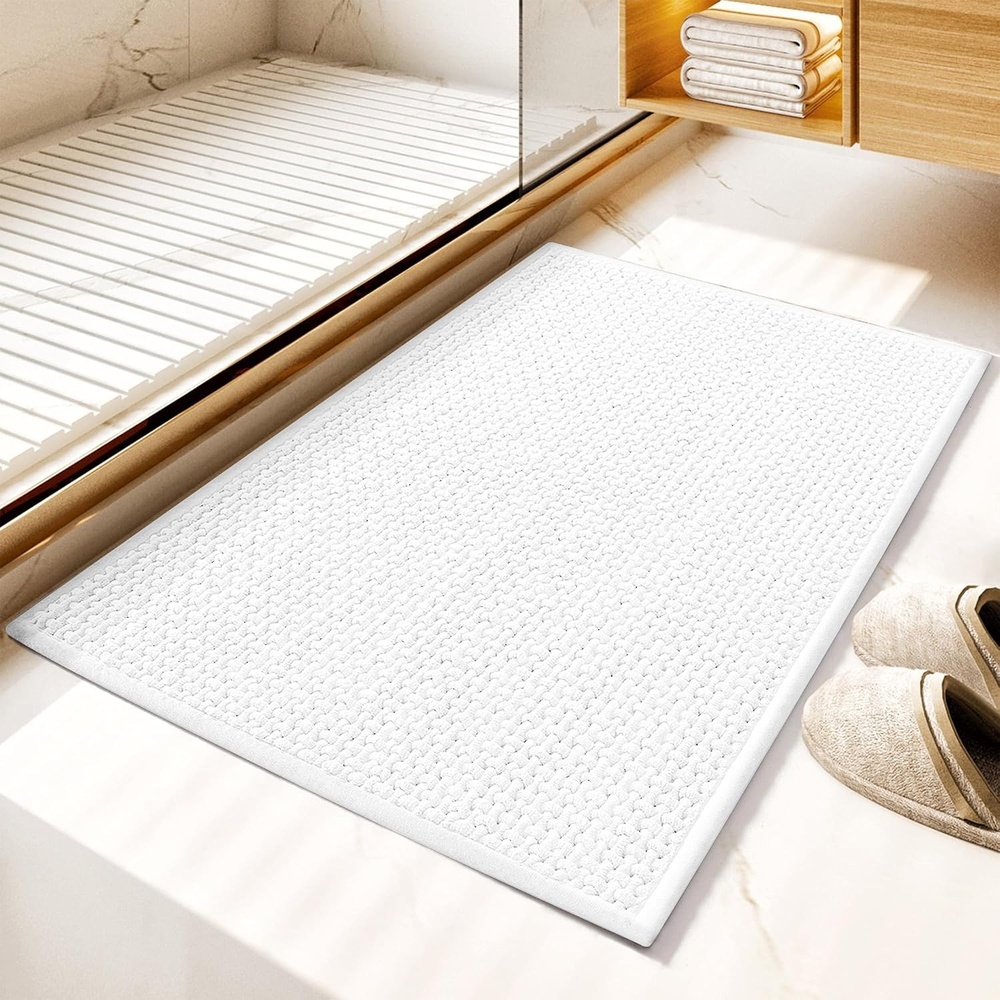 image:imageGRANNY SAYS Beige Bathroom Rugs Absorbent Bath Mats for Bathroom 24 x 16 Soft Chenille Bathroom Mat Small Bath Rugs Non Slip Washable Quick Dry Thin Rug for Tub and ShowerWhite