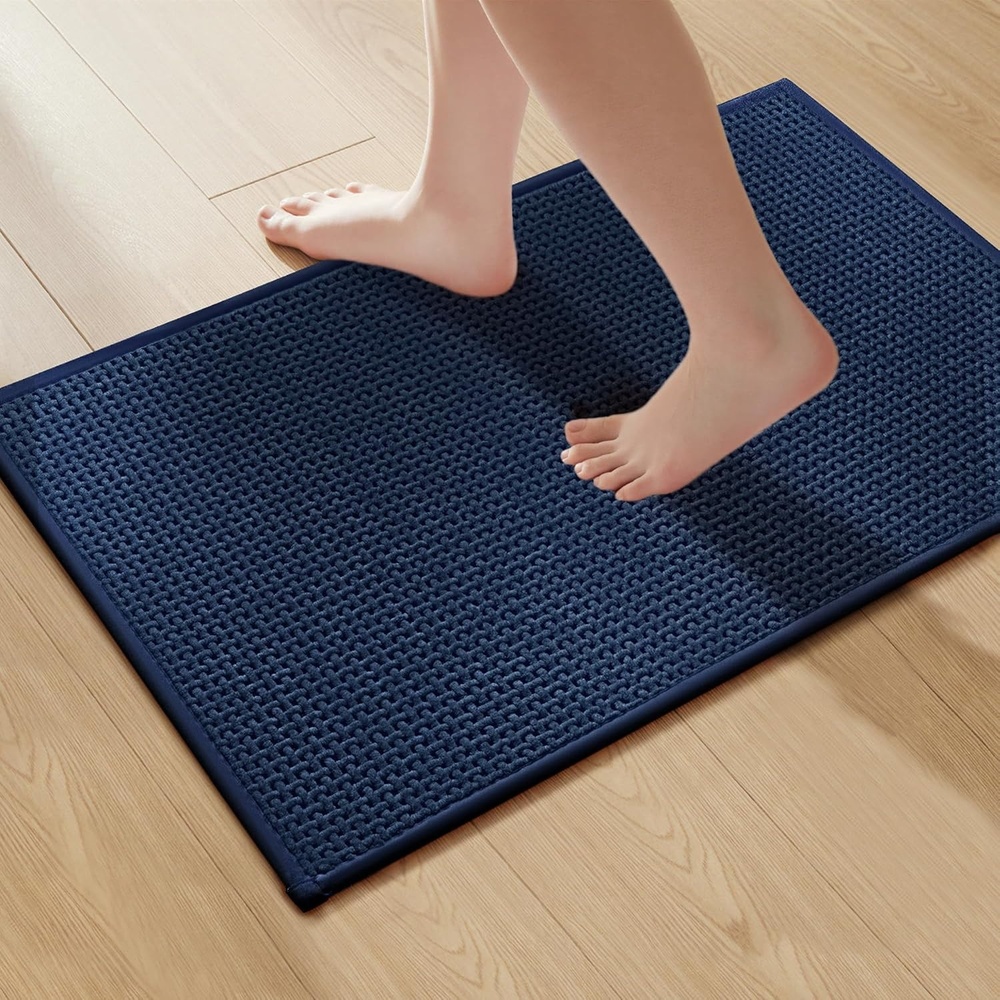image:imageGRANNY SAYS Beige Bathroom Rugs Absorbent Bath Mats for Bathroom 24 x 16 Soft Chenille Bathroom Mat Small Bath Rugs Non Slip Washable Quick Dry Thin Rug for Tub and ShowerBlue